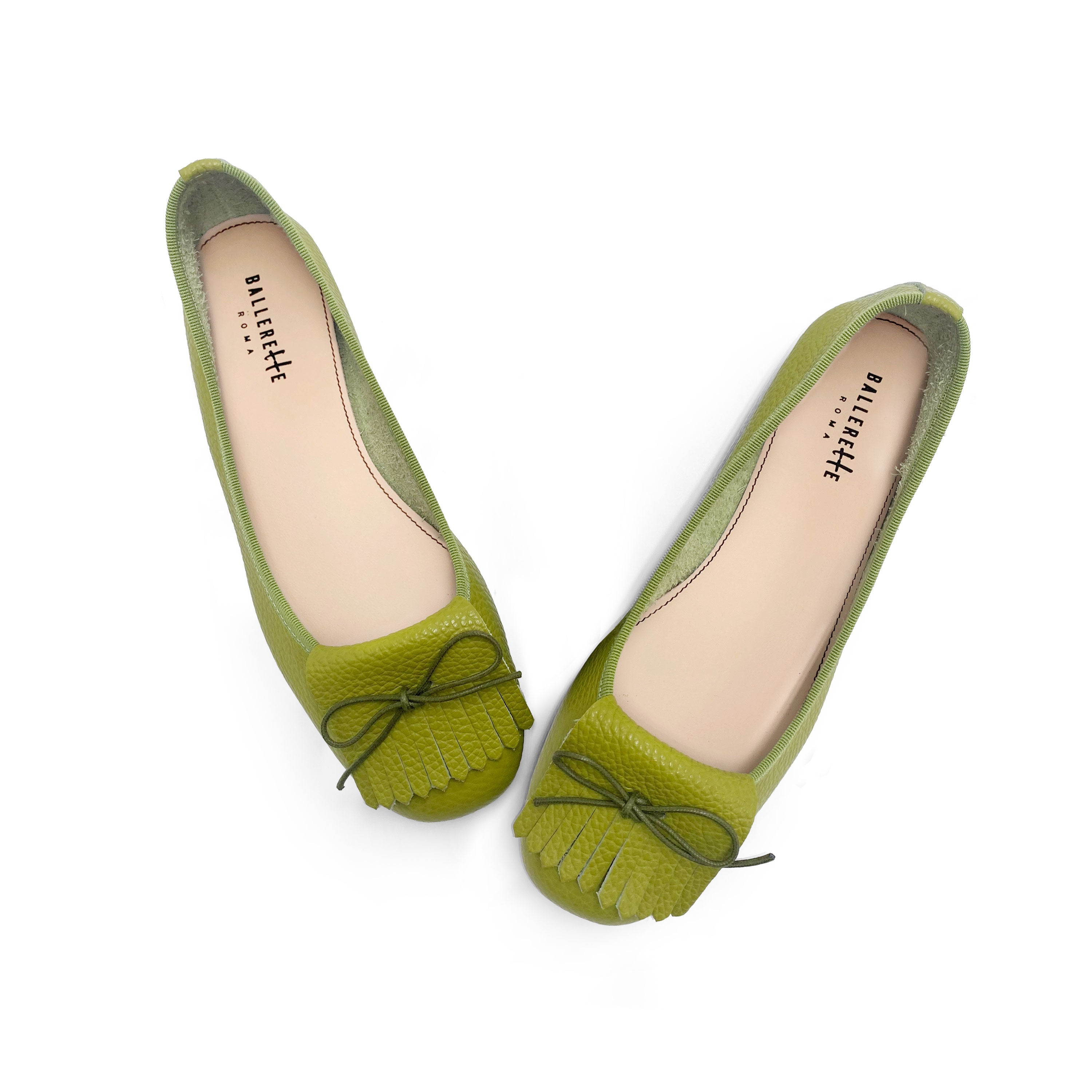 Olive Green Leather Moccasins with Fringes