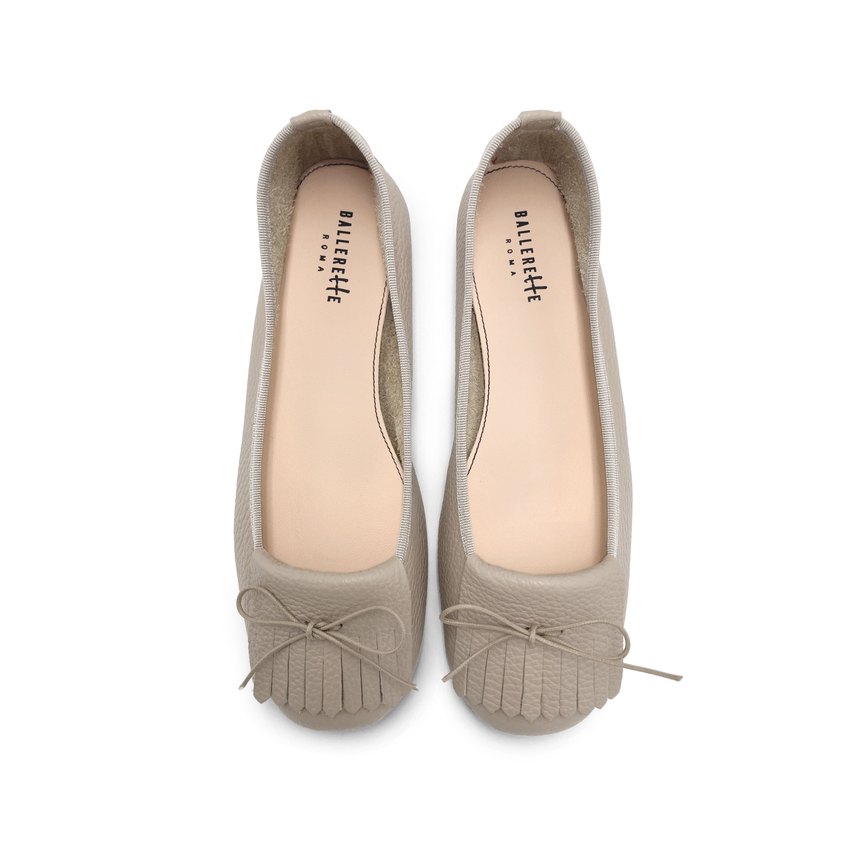 Dove Grey Leather Moccasins with Fringes