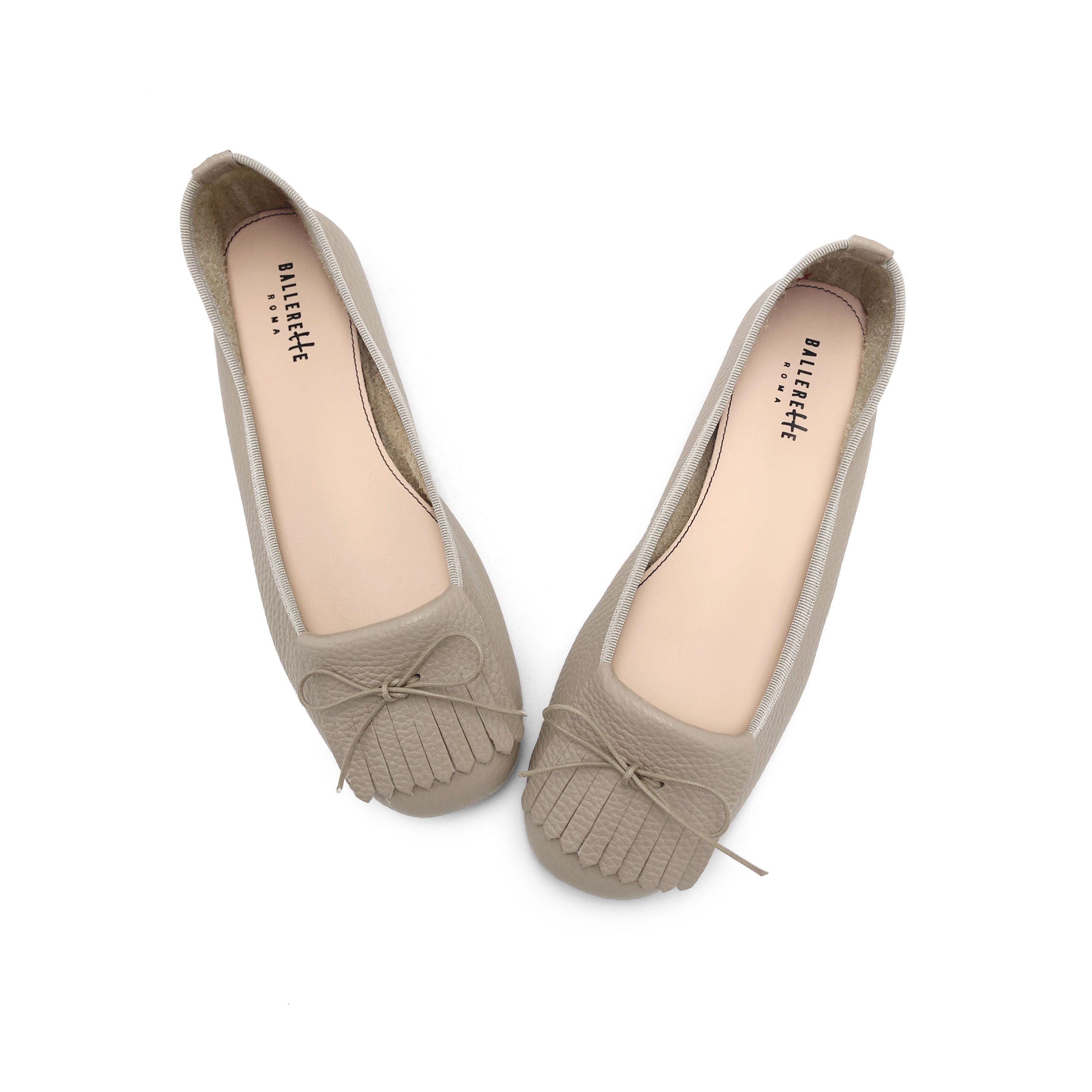 Dove Grey Leather Moccasins with Fringes