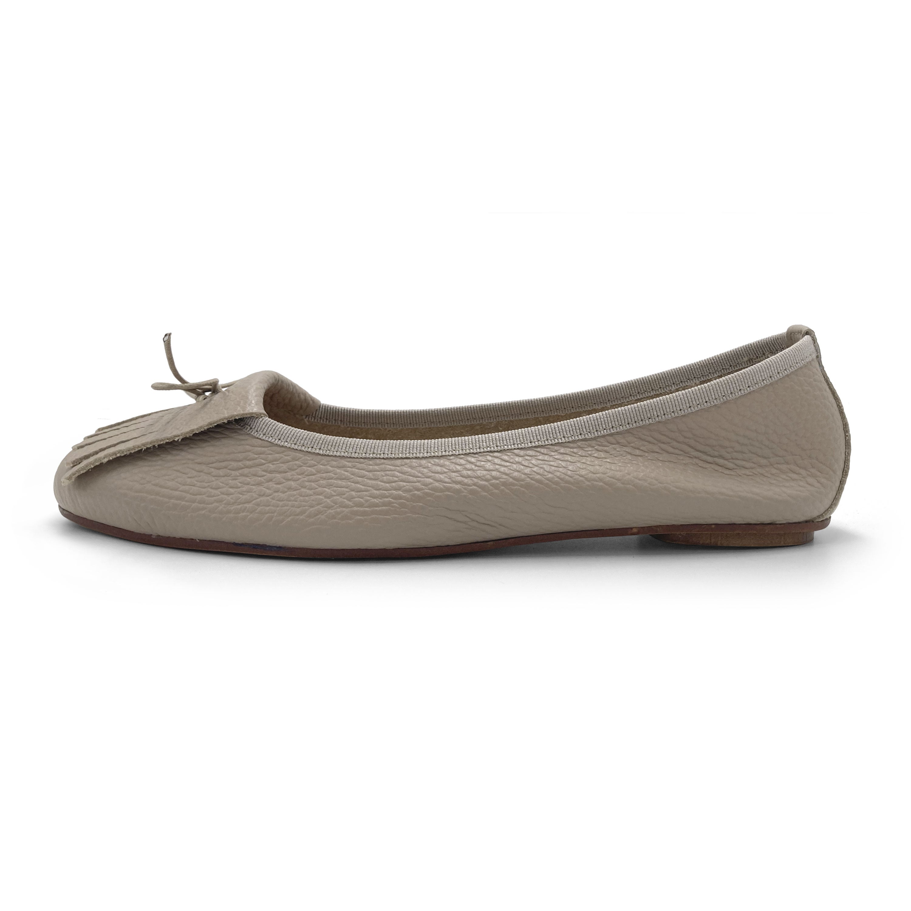 Dove Grey Leather Moccasins with Fringes