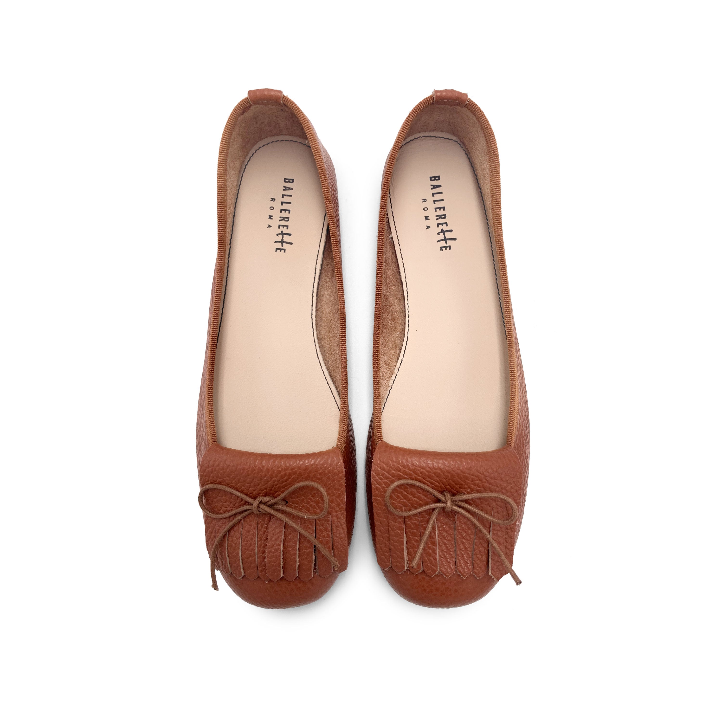 Brick Brown Leather Moccasins with Fringes