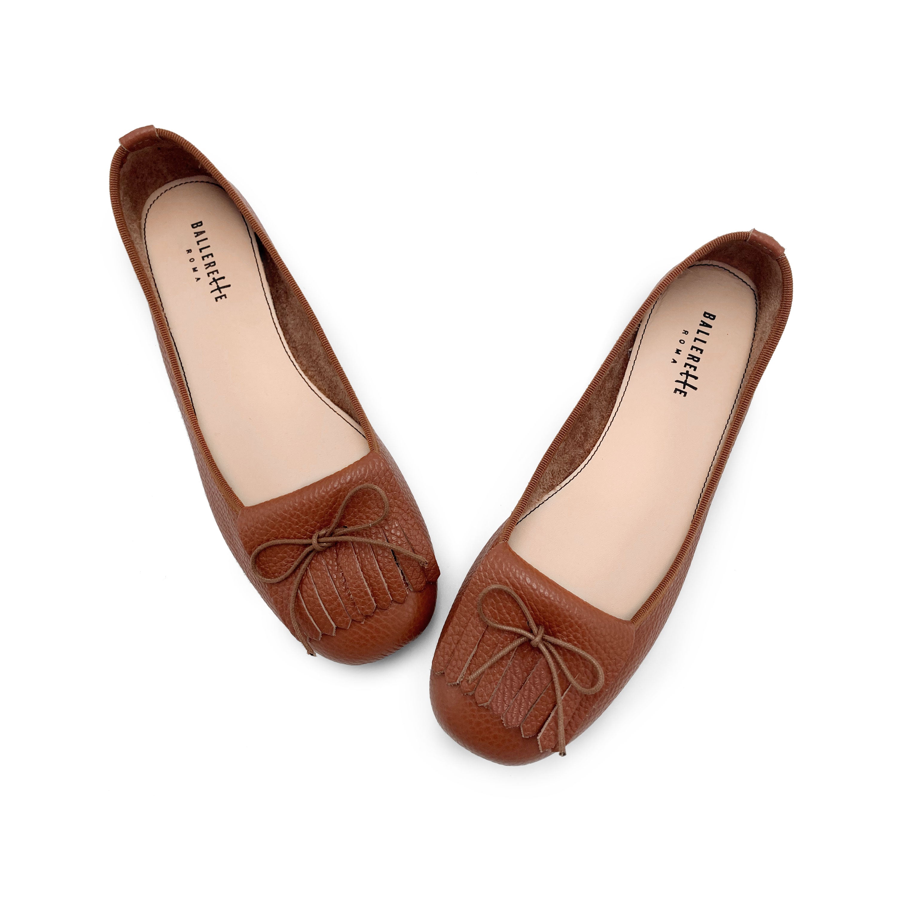 Brick Brown Leather Moccasins with Fringes