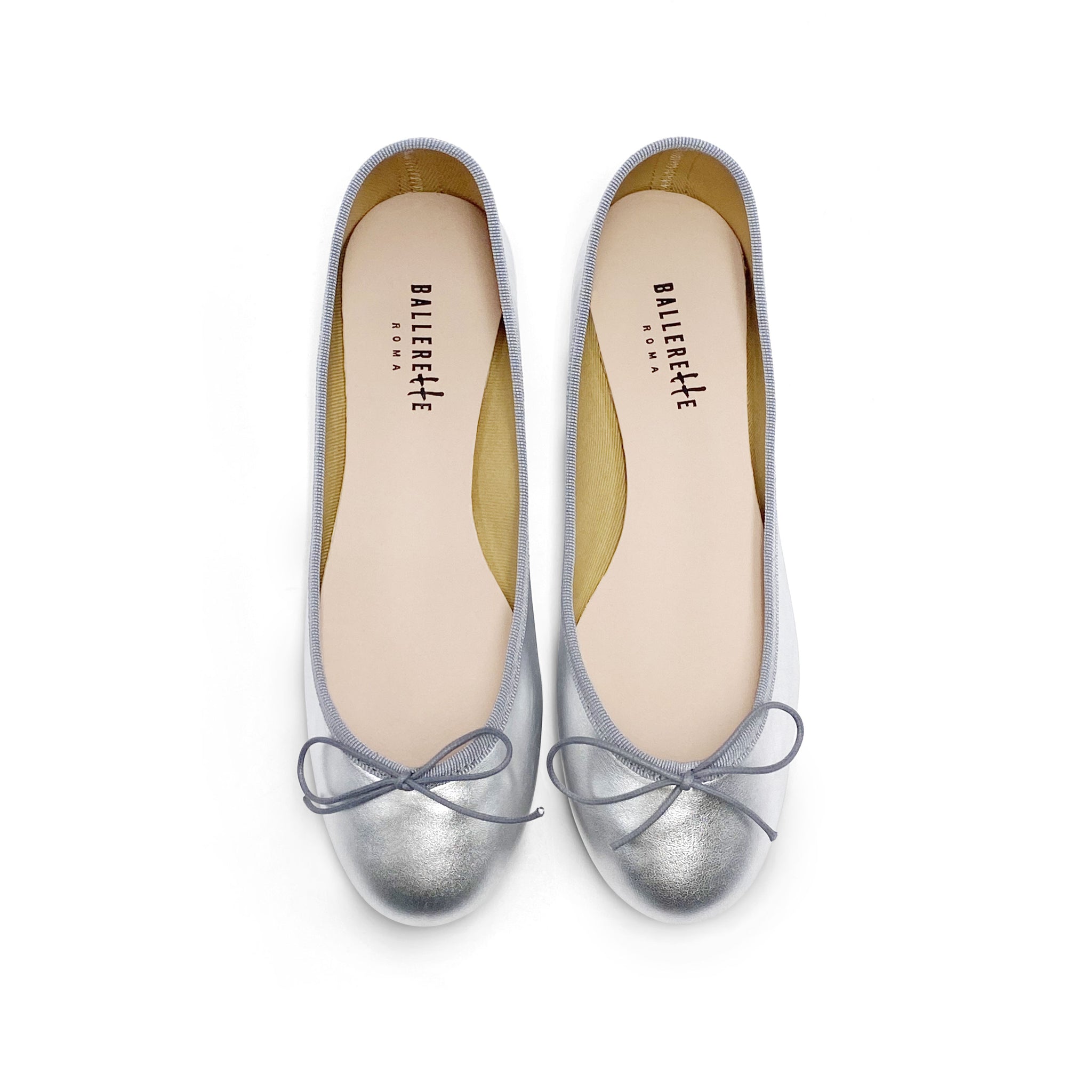 Silver metallic leather ballet flats Silver metallic leather ballet flats