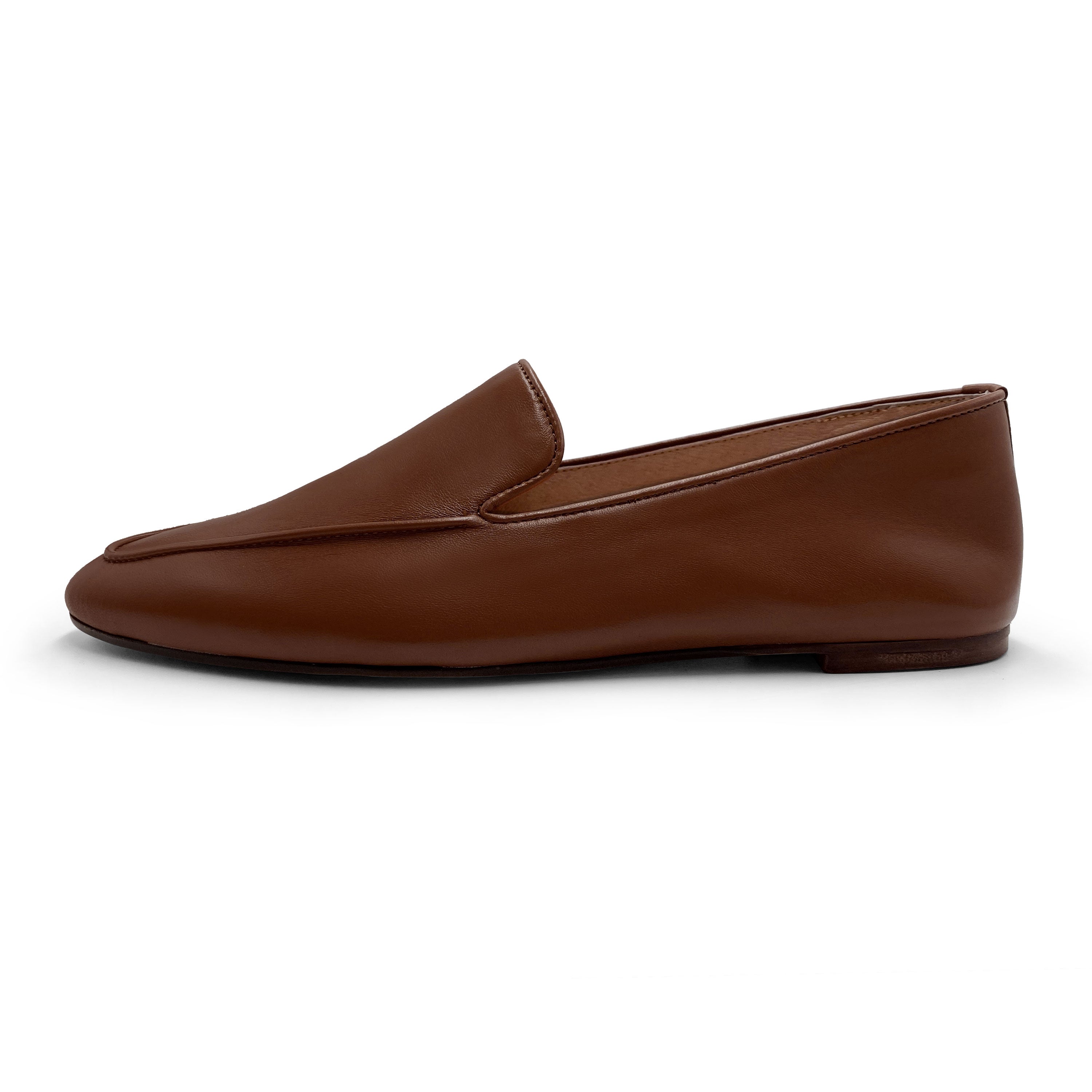 Brown leather women moccasins