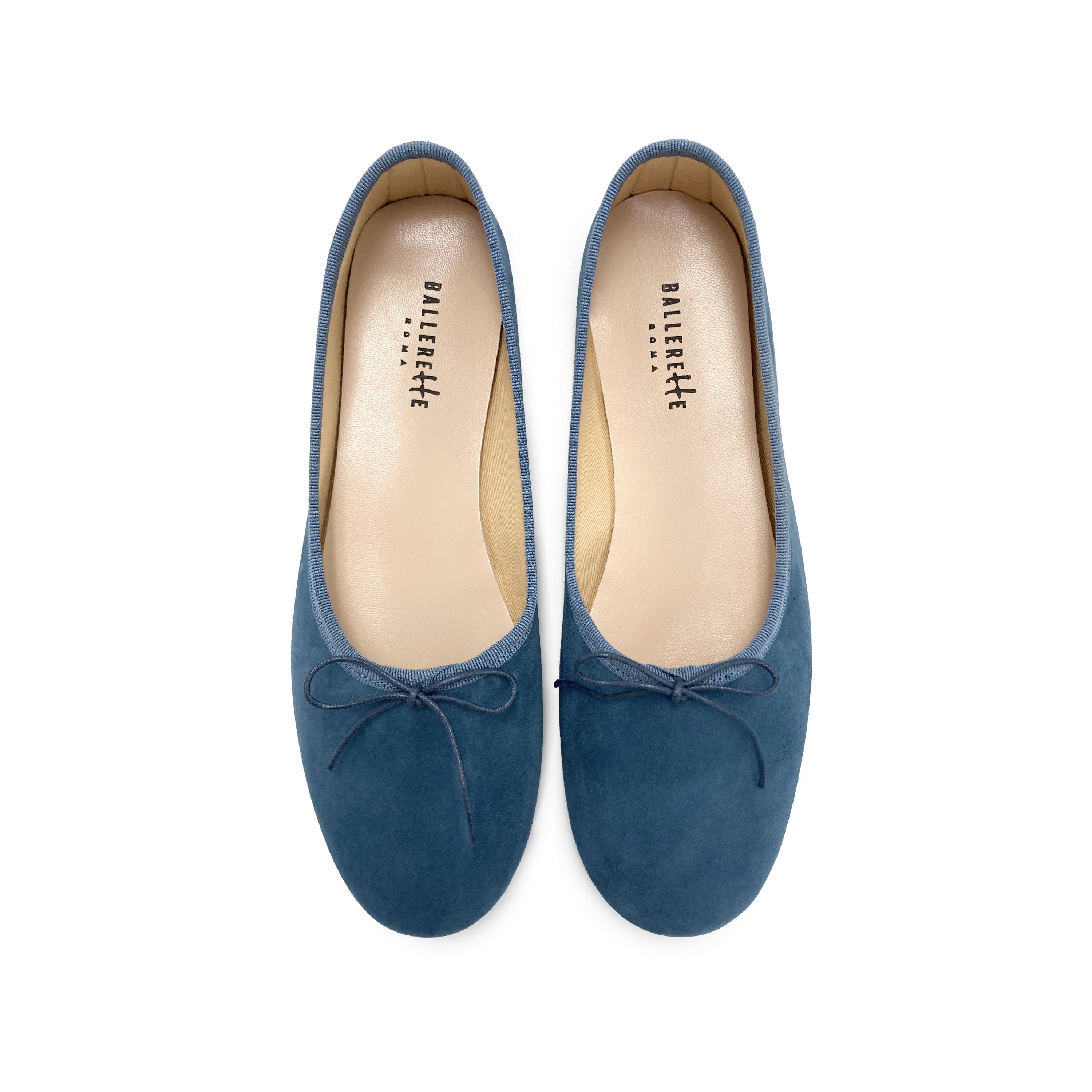Cerulean blue suede "glove shoes" ballet flats