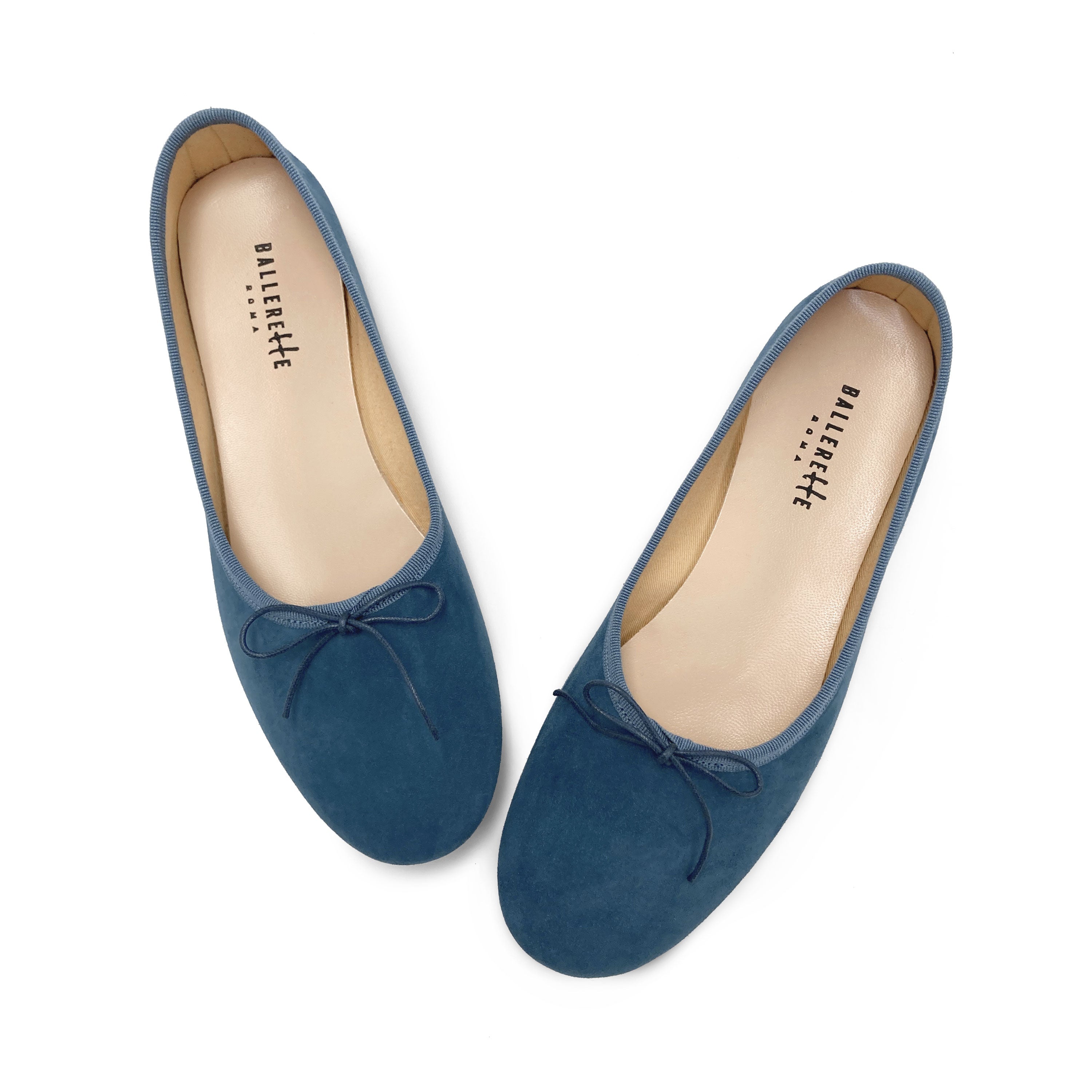 Cerulean blue suede "glove shoes" ballet flats