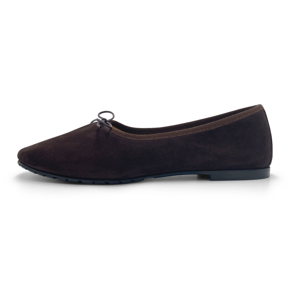 Women's dark brown suede "glove shoes" ballet flats