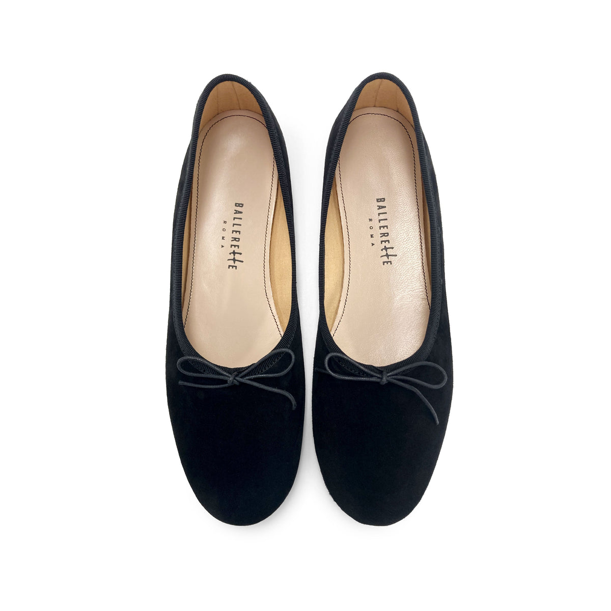 Women's black suede "glove shoes" ballet flats