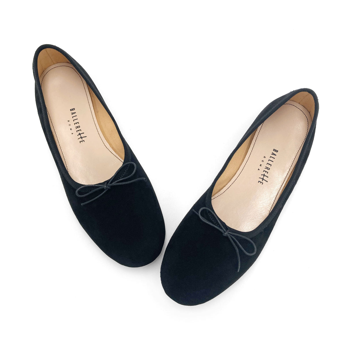 Women's black suede "glove shoes" ballet flats