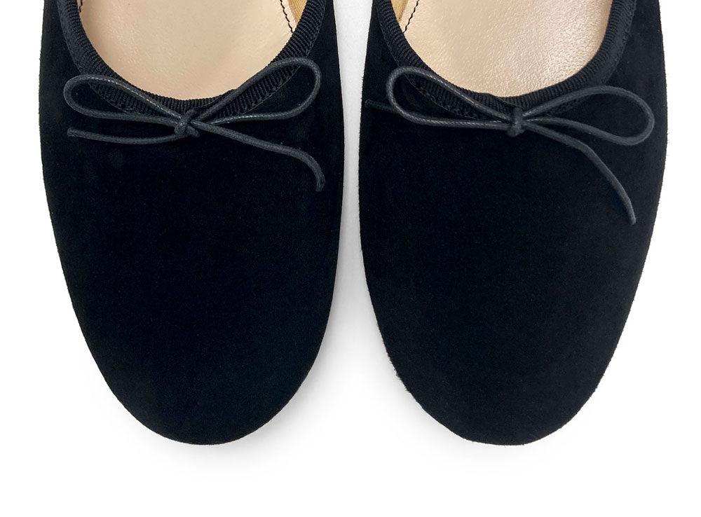 Women's black suede "glove shoes" ballet flats
