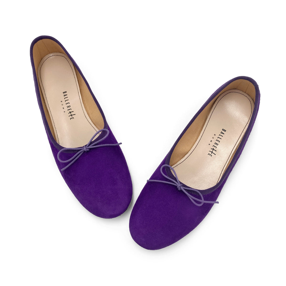 Women's purple suede "glove shoes" ballet flats