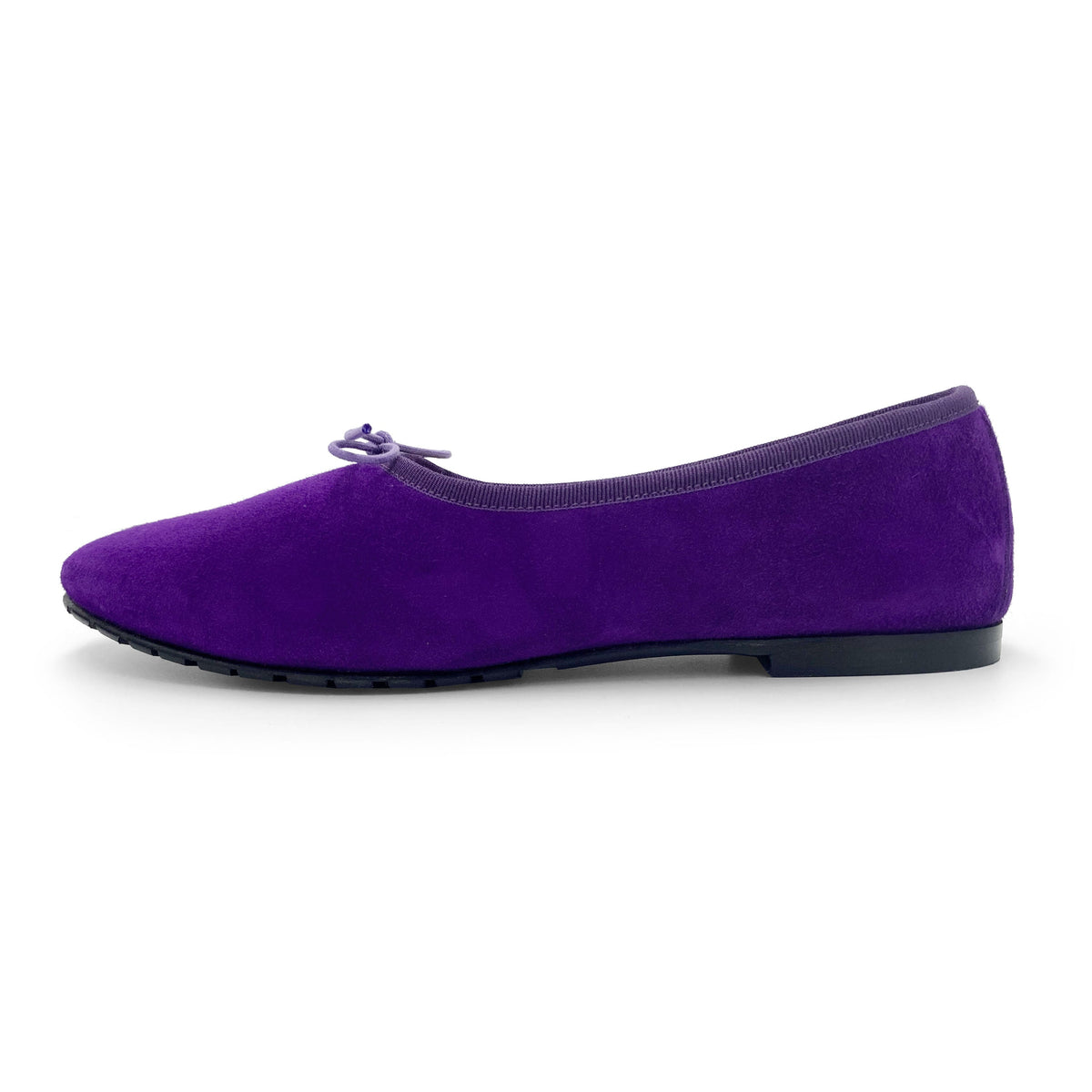 Women's purple suede "glove shoes" ballet flats
