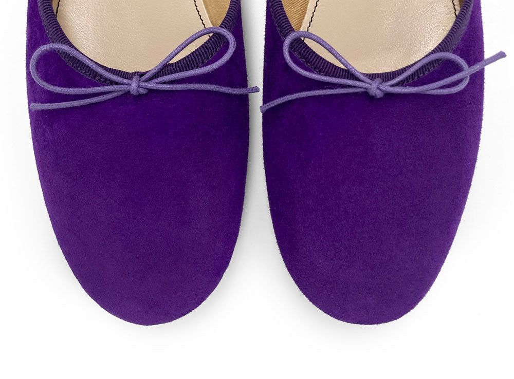 Women's purple suede "glove shoes" ballet flats