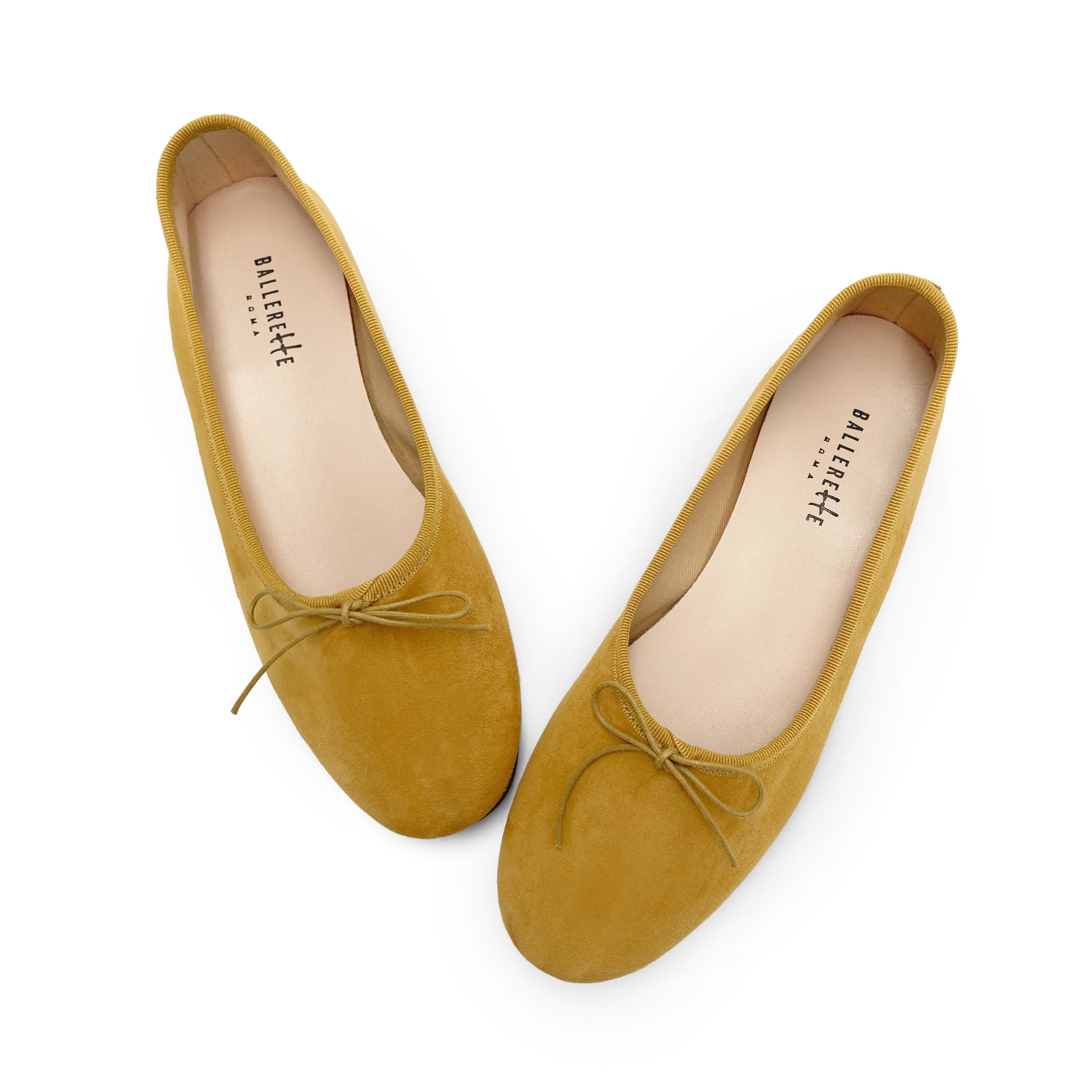 Mustard yellow suede "glove shoes" ballet flats