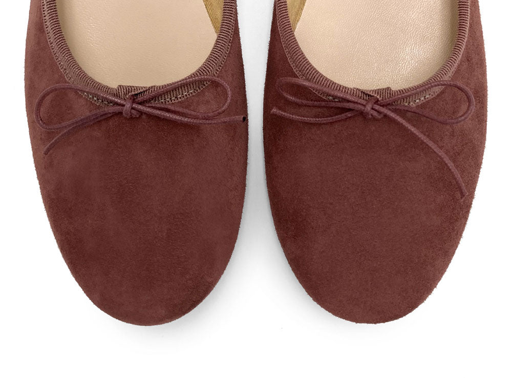 Wine purple suede "glove shoes" ballet flats