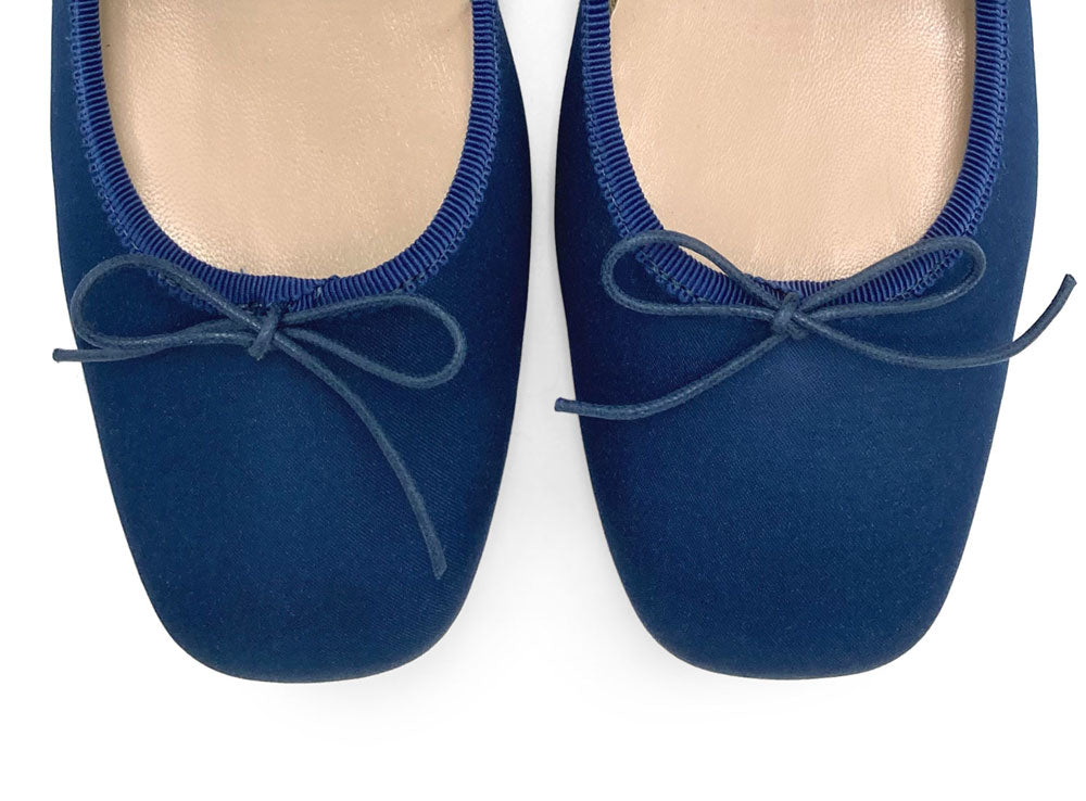 TT Go Green collection blue satin Mary Jane ballet flats in eco fabric