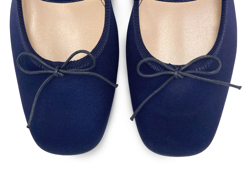 TT Go Green collection blue satin Mary Jane ballet flats in eco fabric