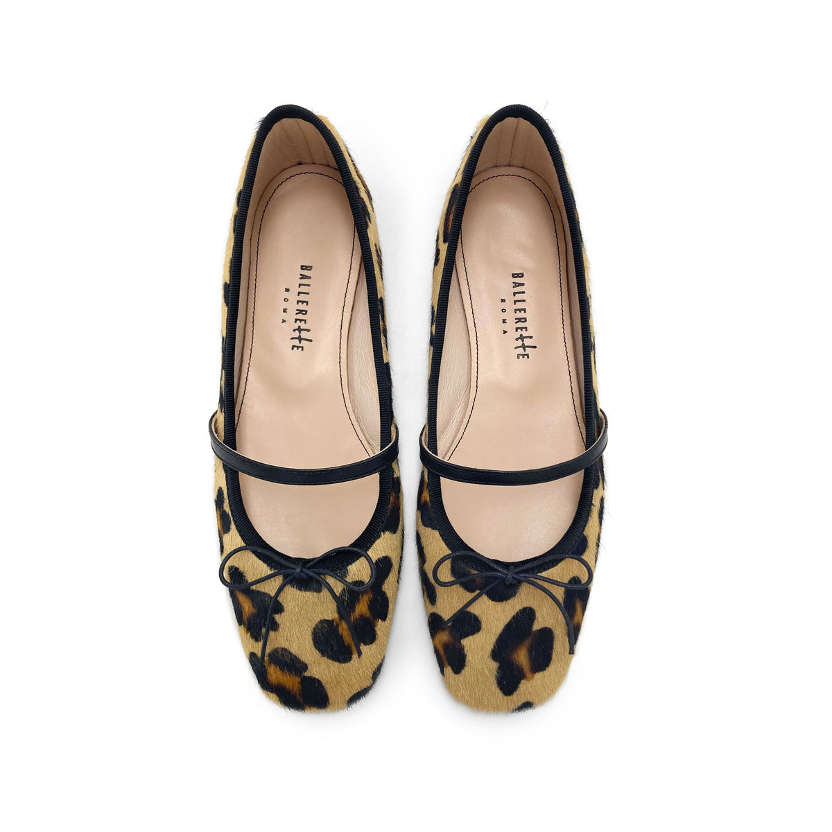 Animalier calf hair ballet flats with strap