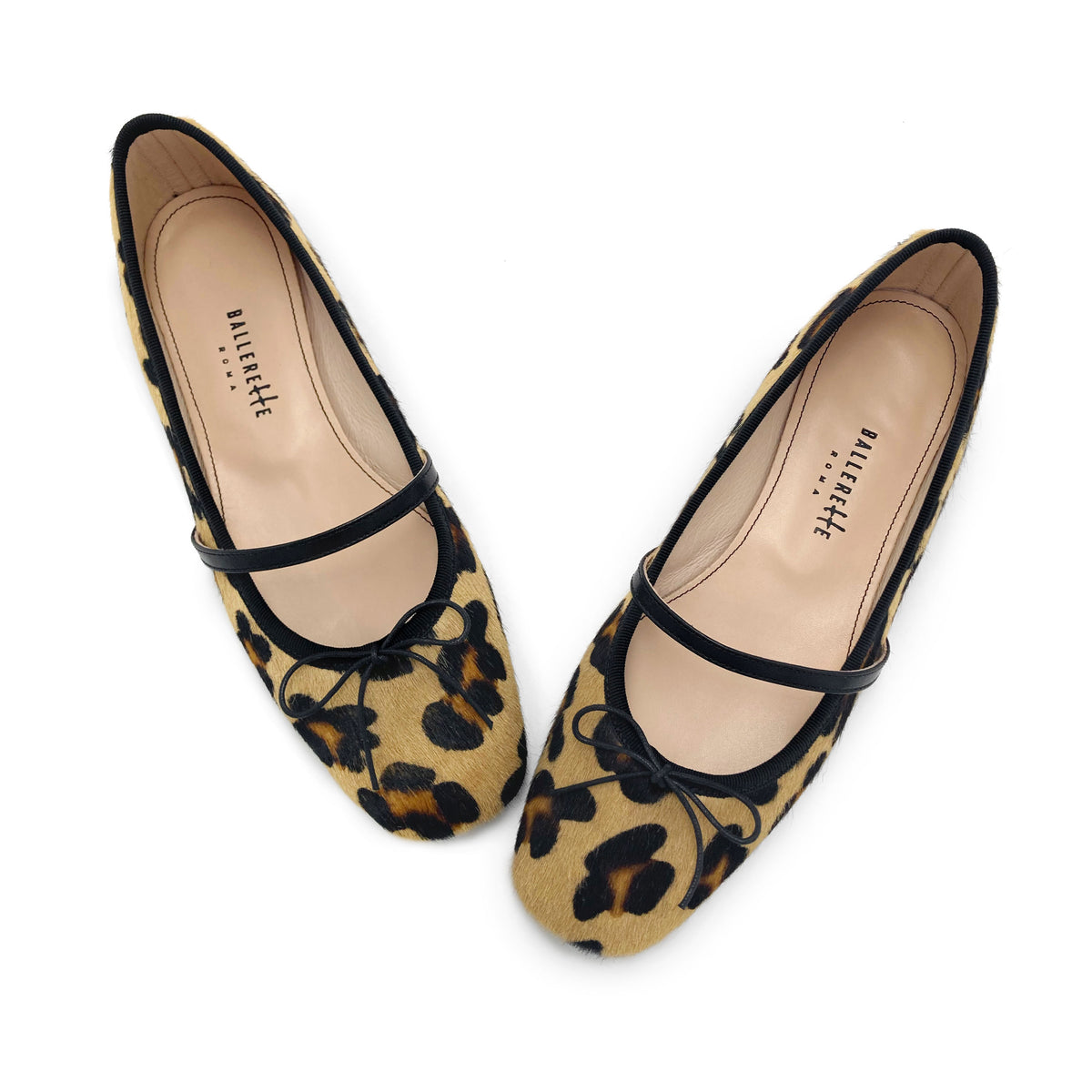 Animalier calf hair ballet flats with strap