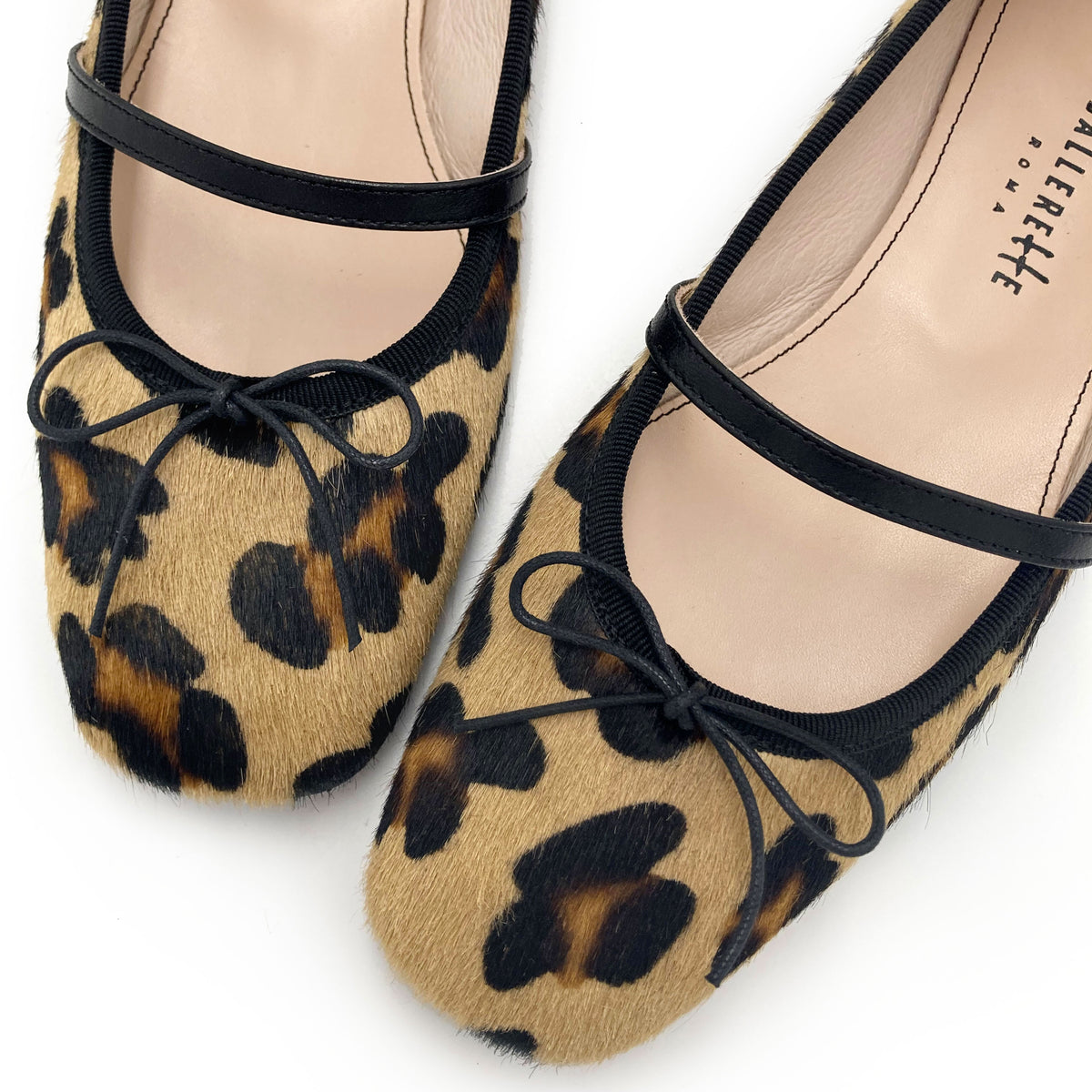 Animalier calf hair ballet flats with strap