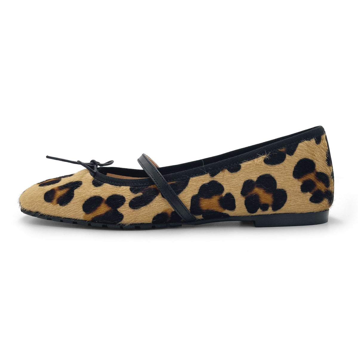 Animalier calf hair ballet flats with strap