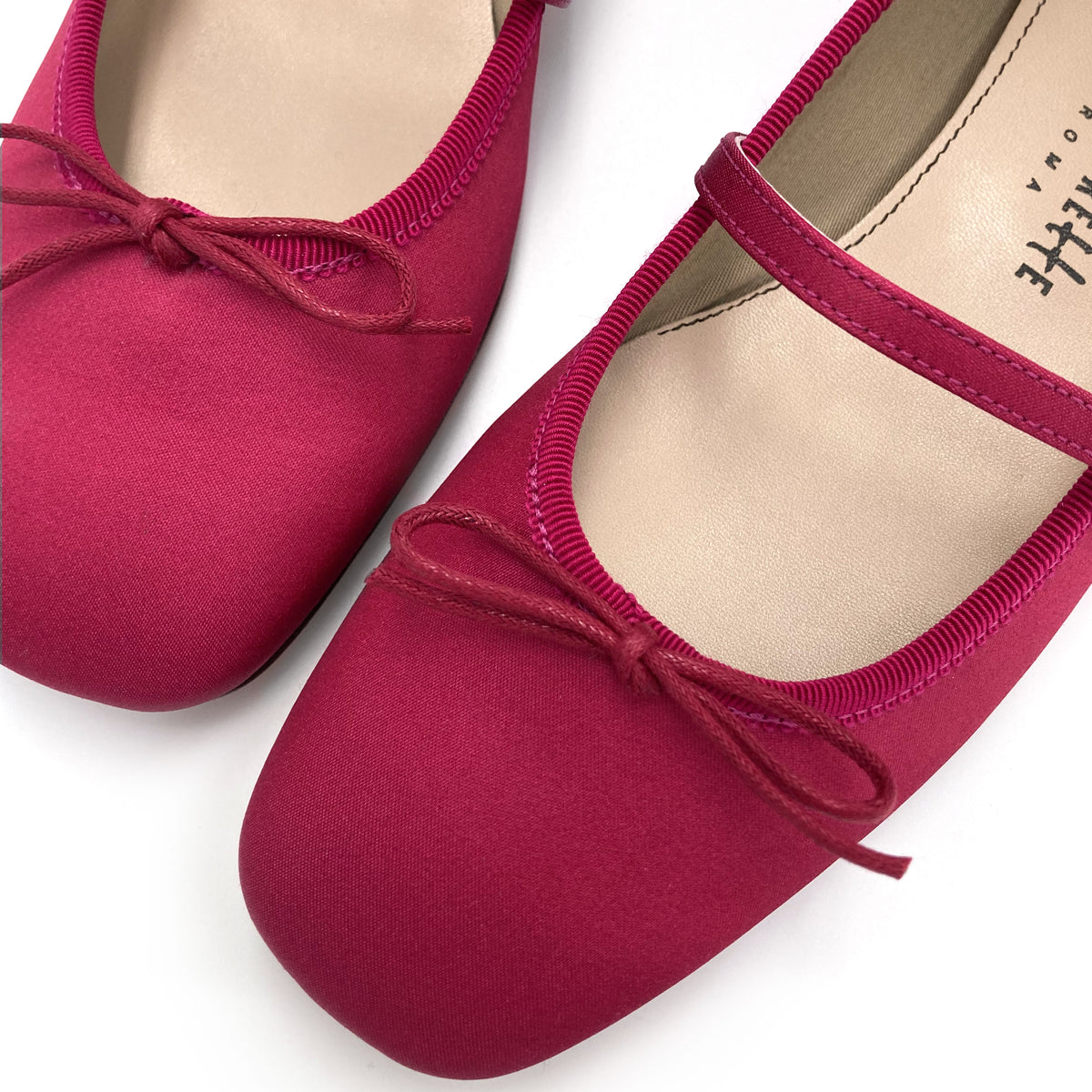 TT Go Green Collection fuchsia satin Mary Jane ballet flats in eco fabric