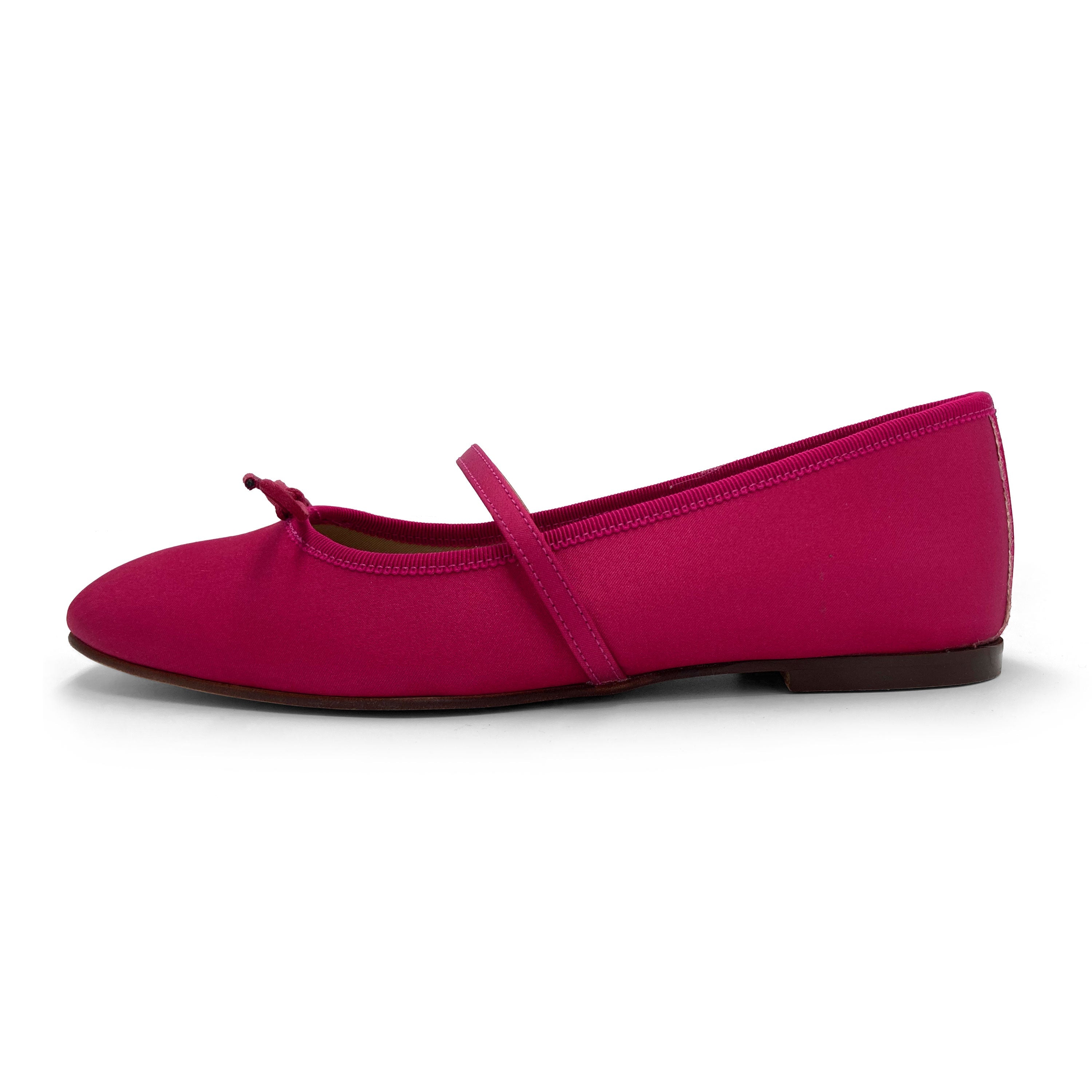 TT Go Green Collection fuchsia satin Mary Jane ballet flats in eco fabric