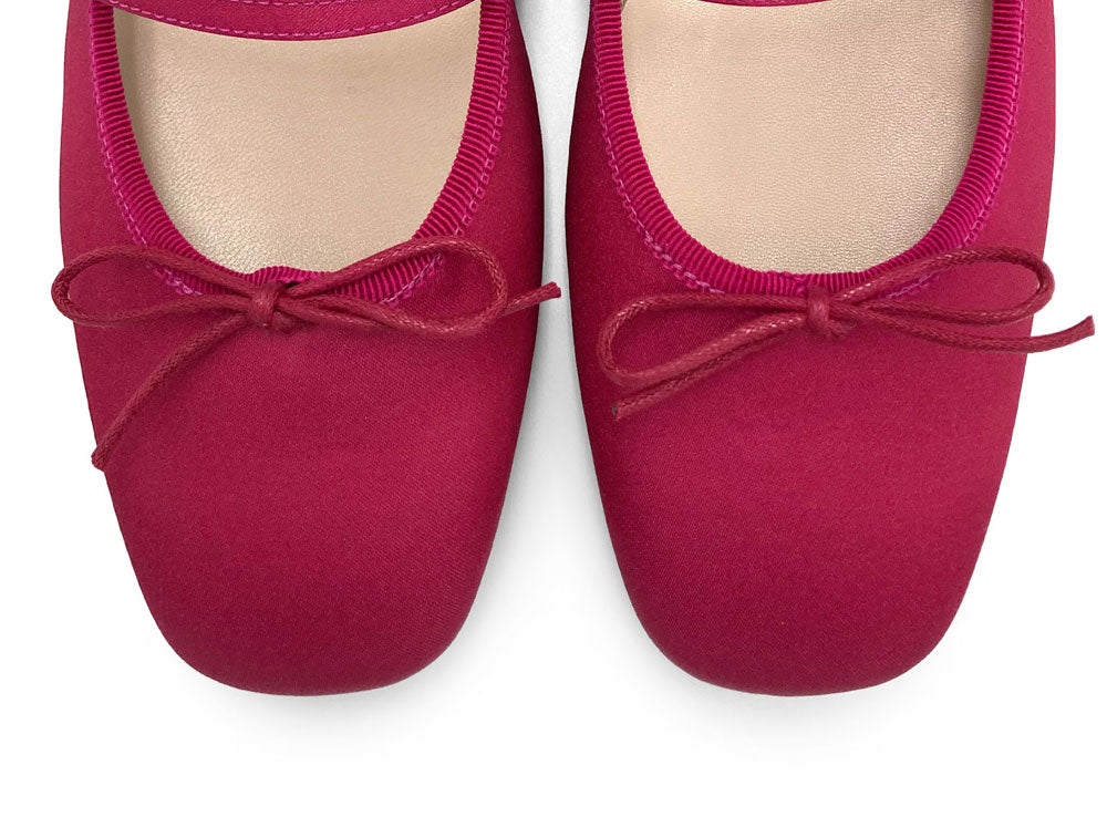 TT Go Green Collection fuchsia satin Mary Jane ballet flats in eco fabric