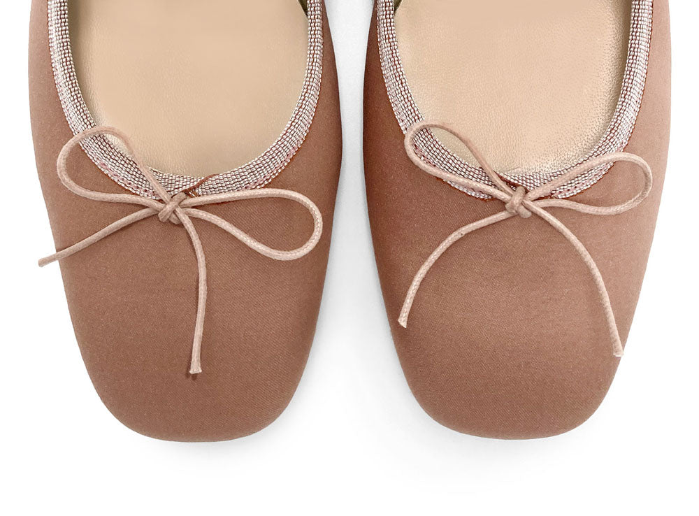 TT Go Green collection antique pink satin Mary Jane ballet flats in eco fabric