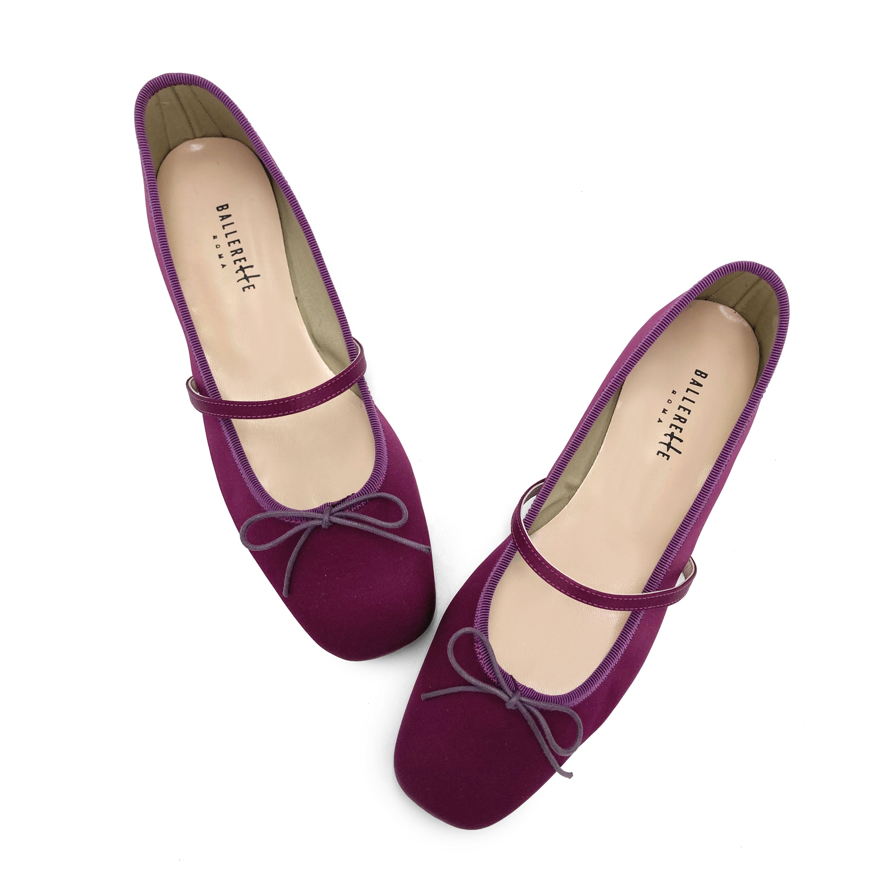 TT Go Green collection fuchsia satin Mary Jane ballet flats in eco fabric