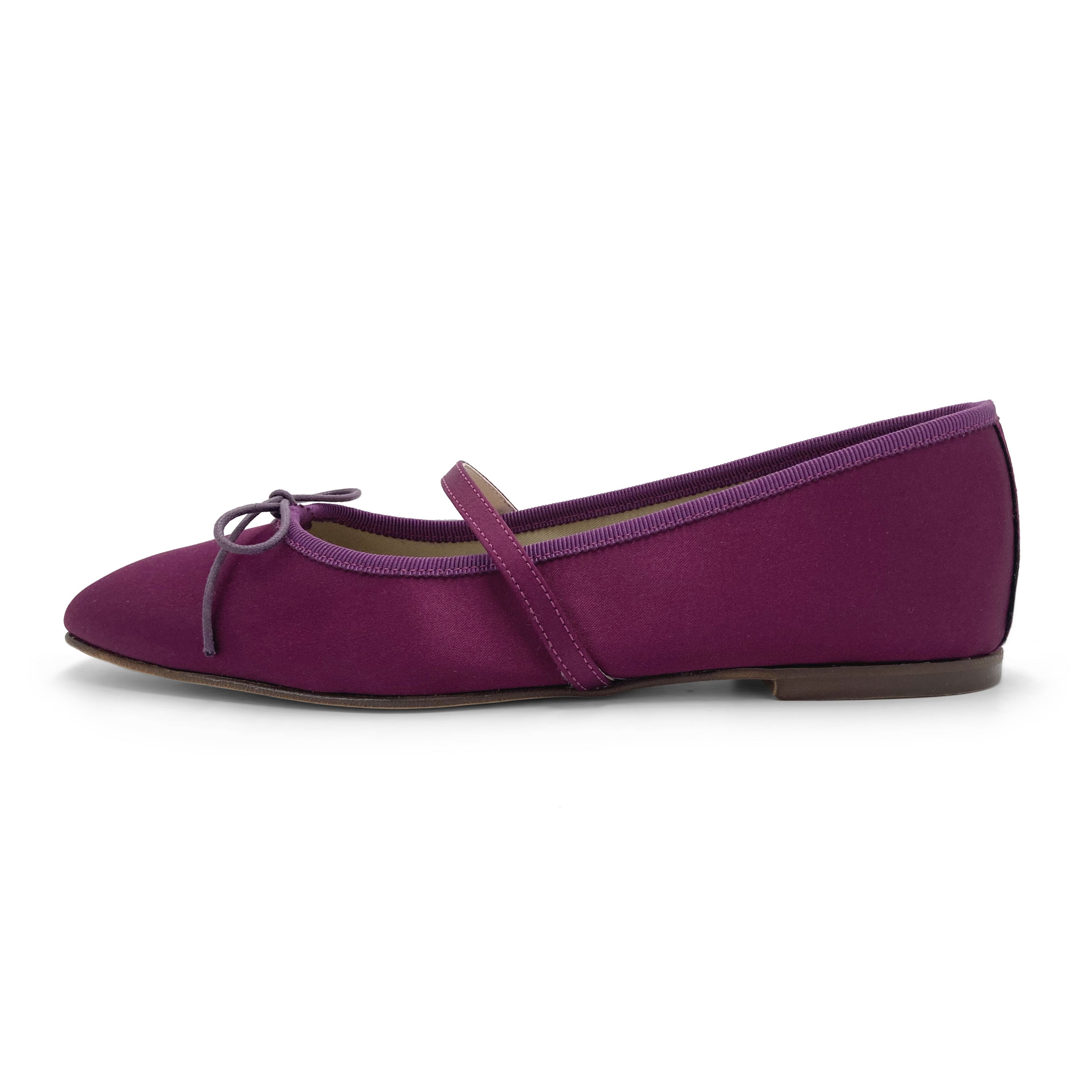 TT Go Green collection fuchsia satin Mary Jane ballet flats in eco fabric