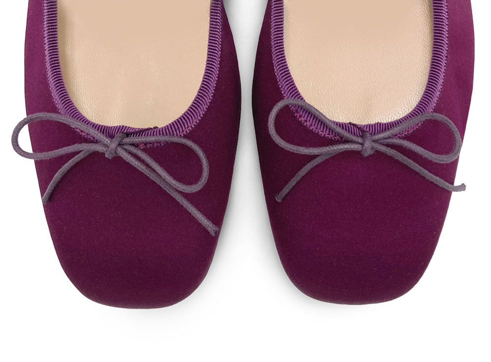 TT Go Green collection fuchsia satin Mary Jane ballet flats in eco fabric