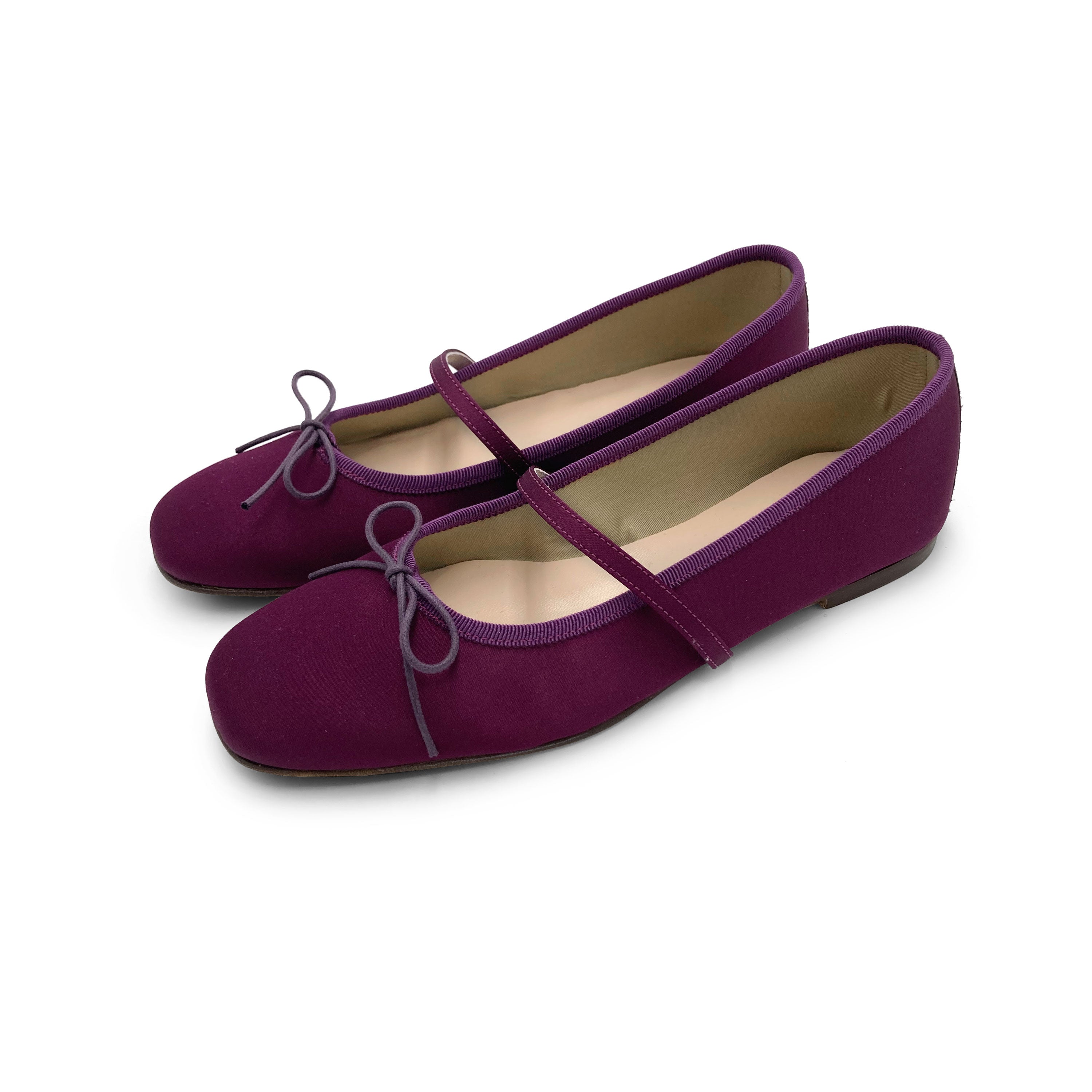 TT Go Green collection fuchsia satin Mary Jane ballet flats in eco fabric