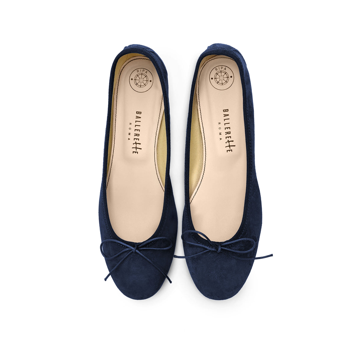 Blue suede medium heel ballet flats