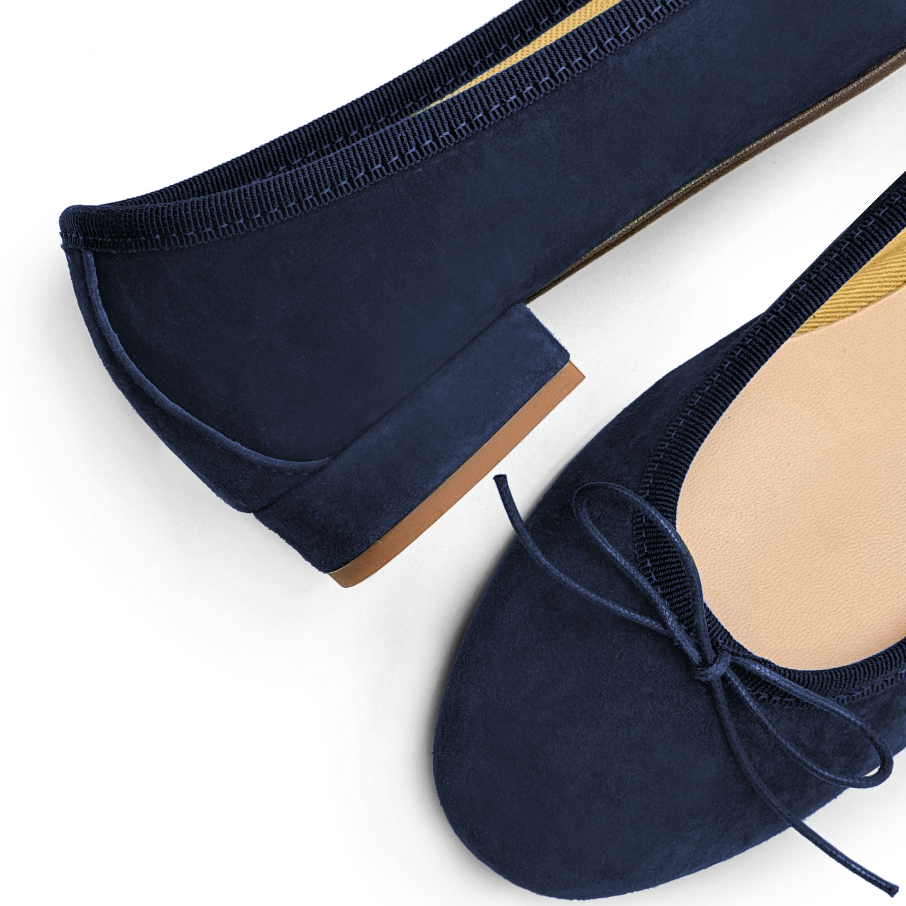 Blue suede medium heel ballet flats