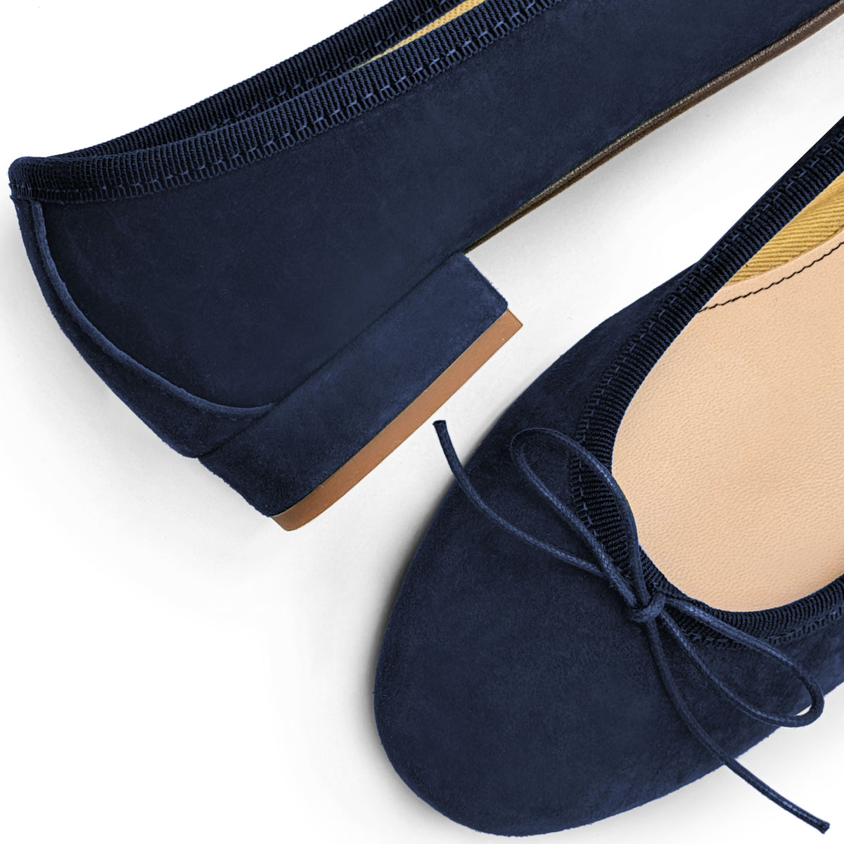 Blue suede medium heel ballet flats