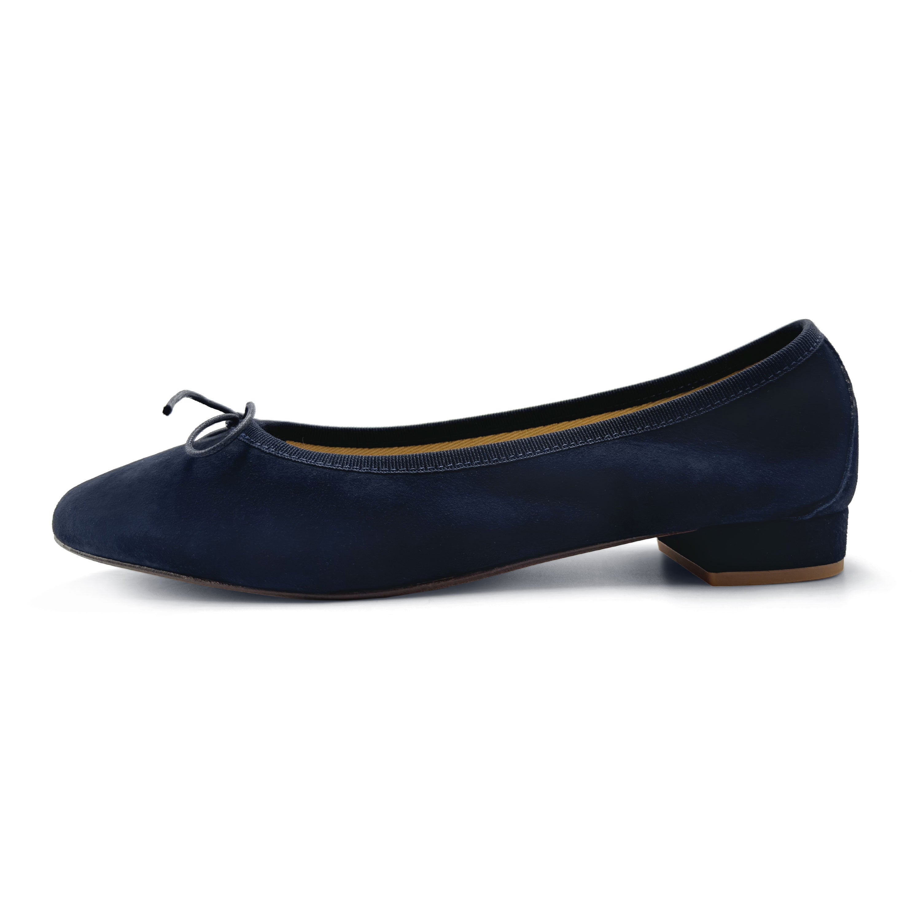 Blue suede medium heel ballet flats