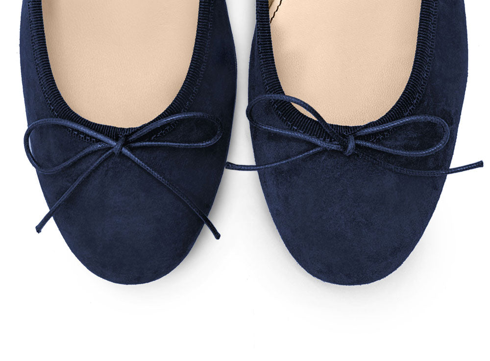 Blue suede medium heel ballet flats