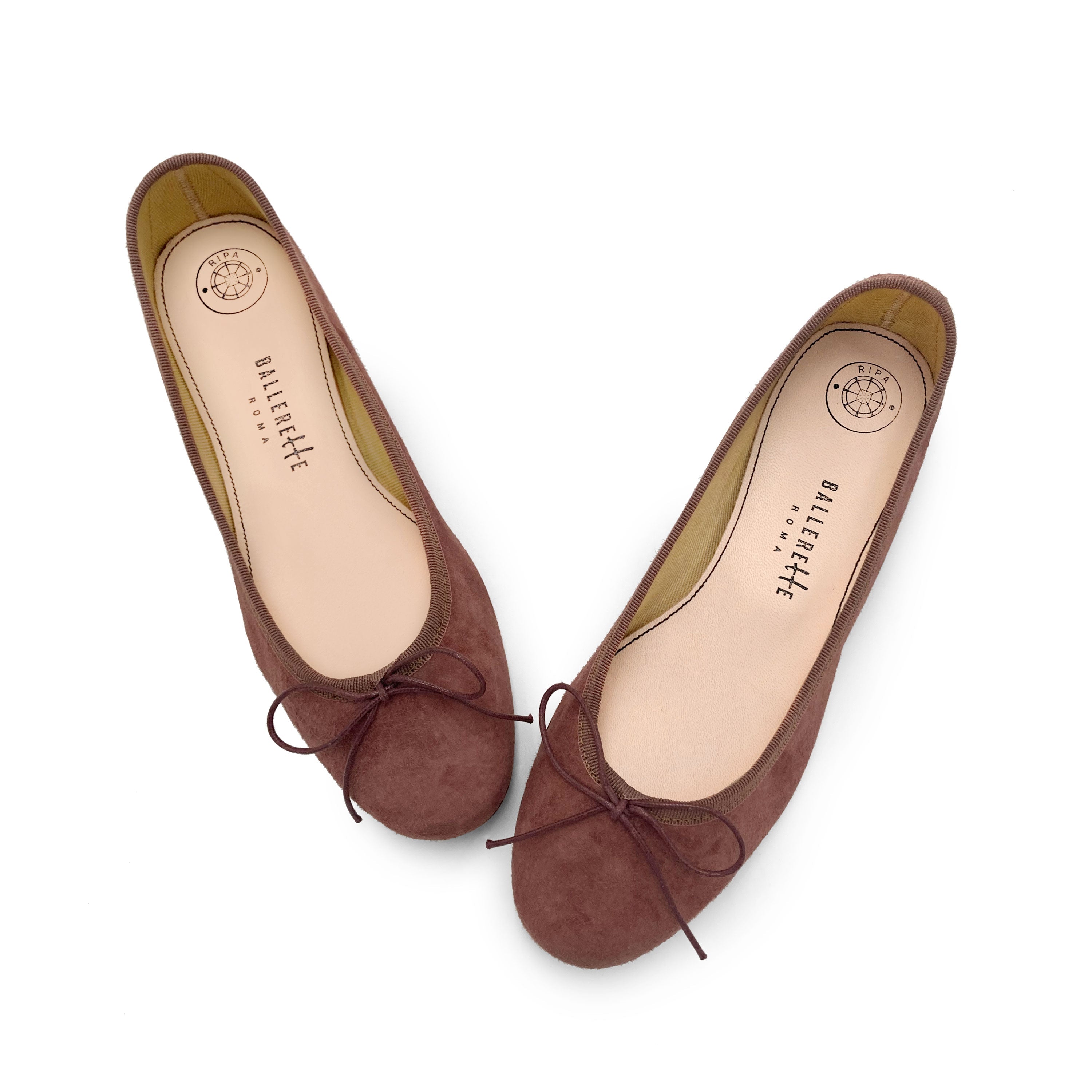 Wine suede medium heel ballet flats