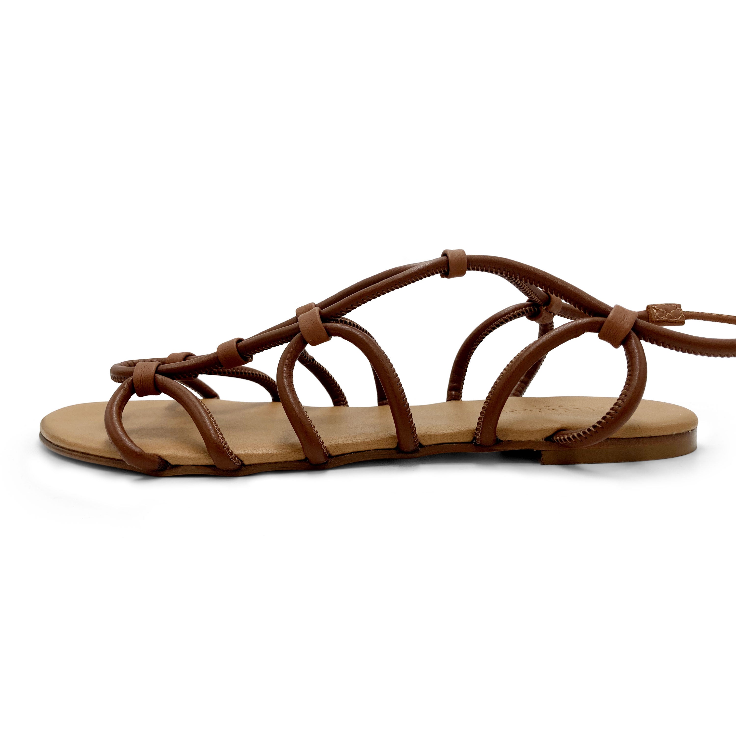 Brown leather lace up Gladiator sandals