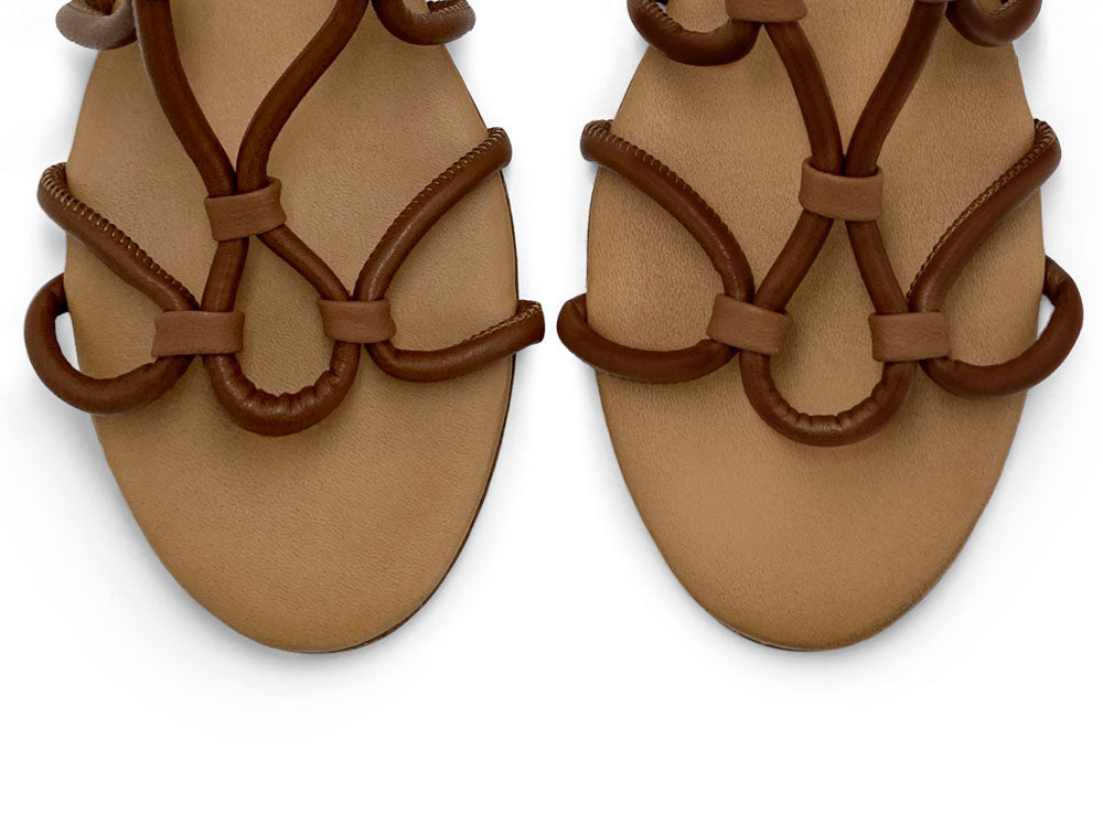 Brown leather lace up Gladiator sandals