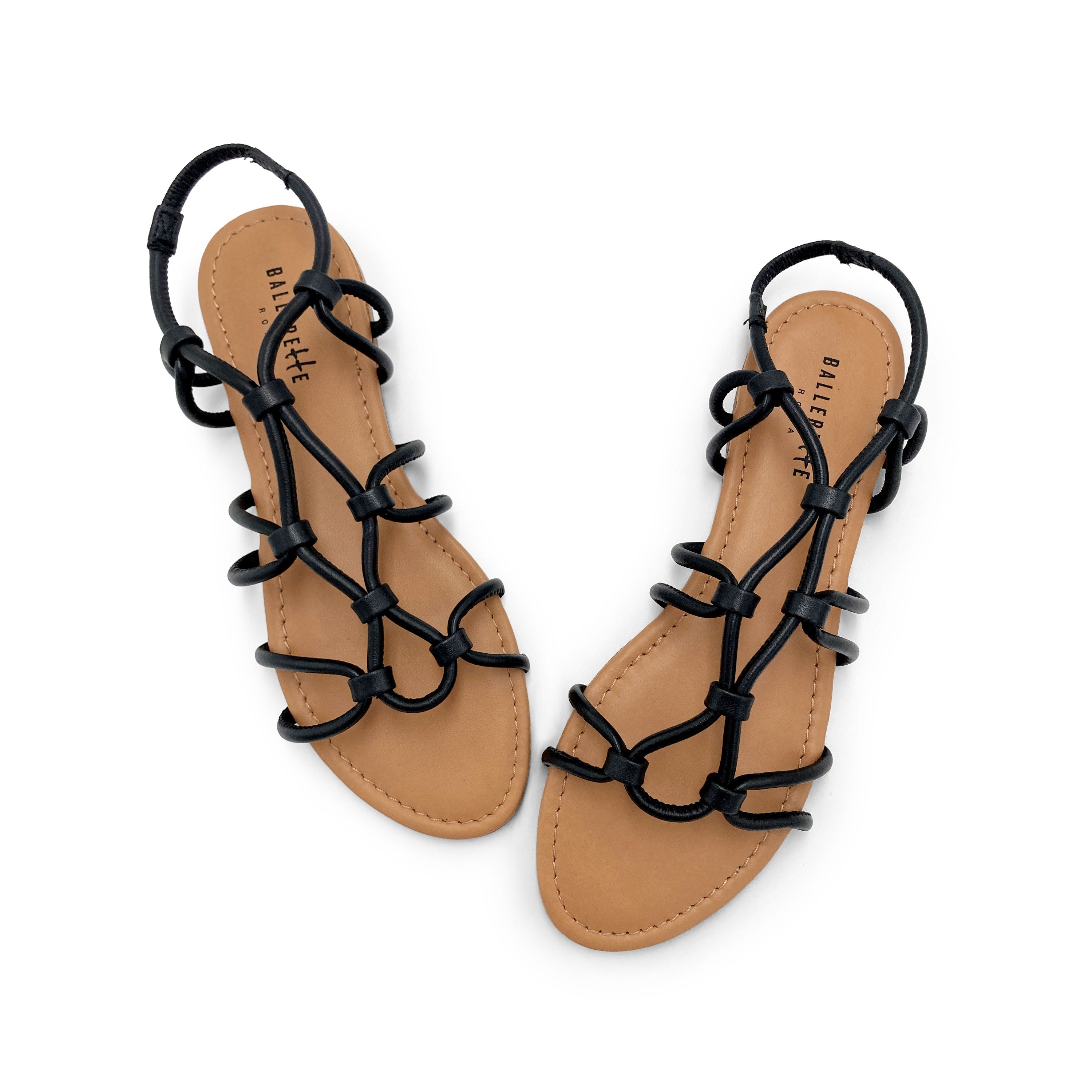 Black leather gladiator sandals