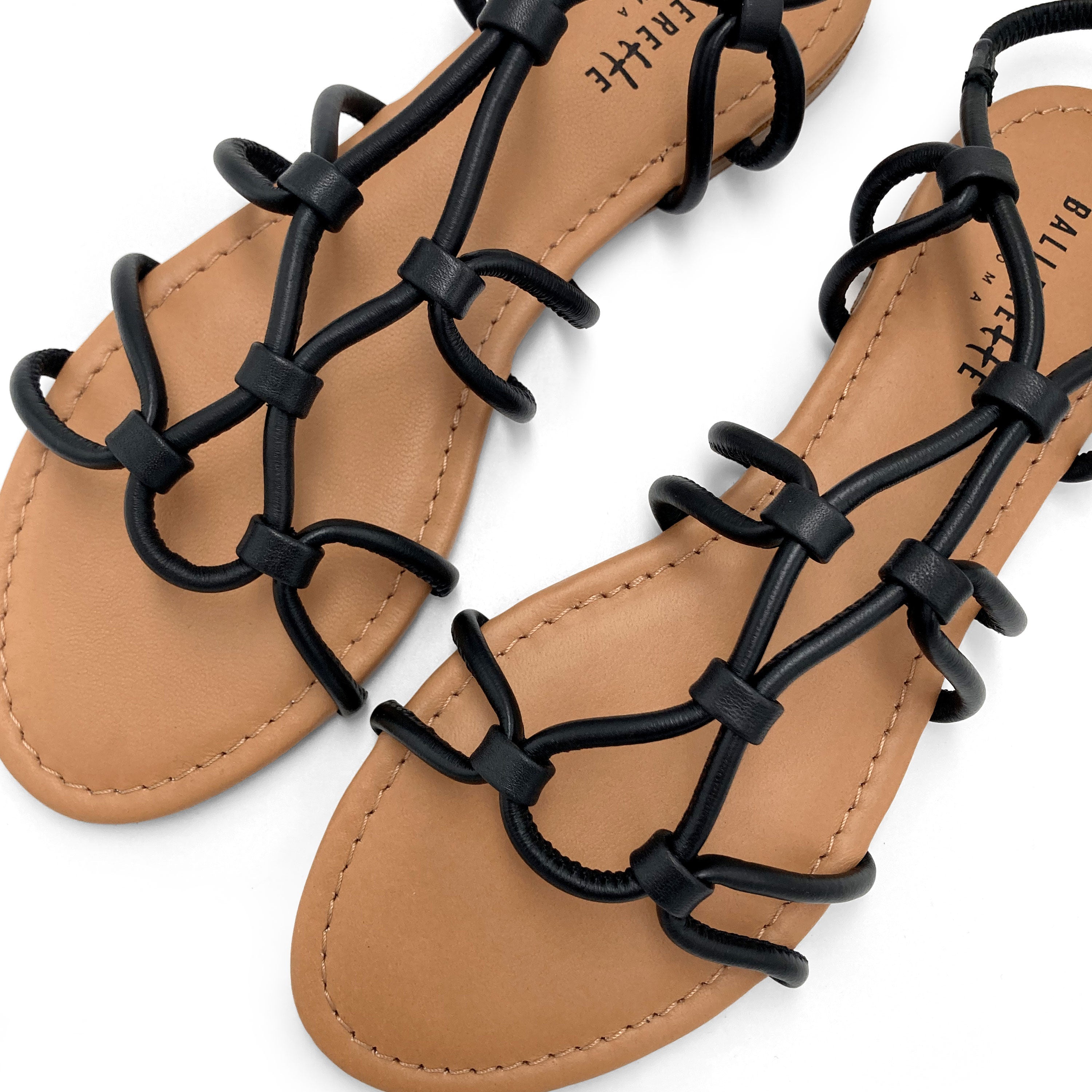Black leather gladiator sandals