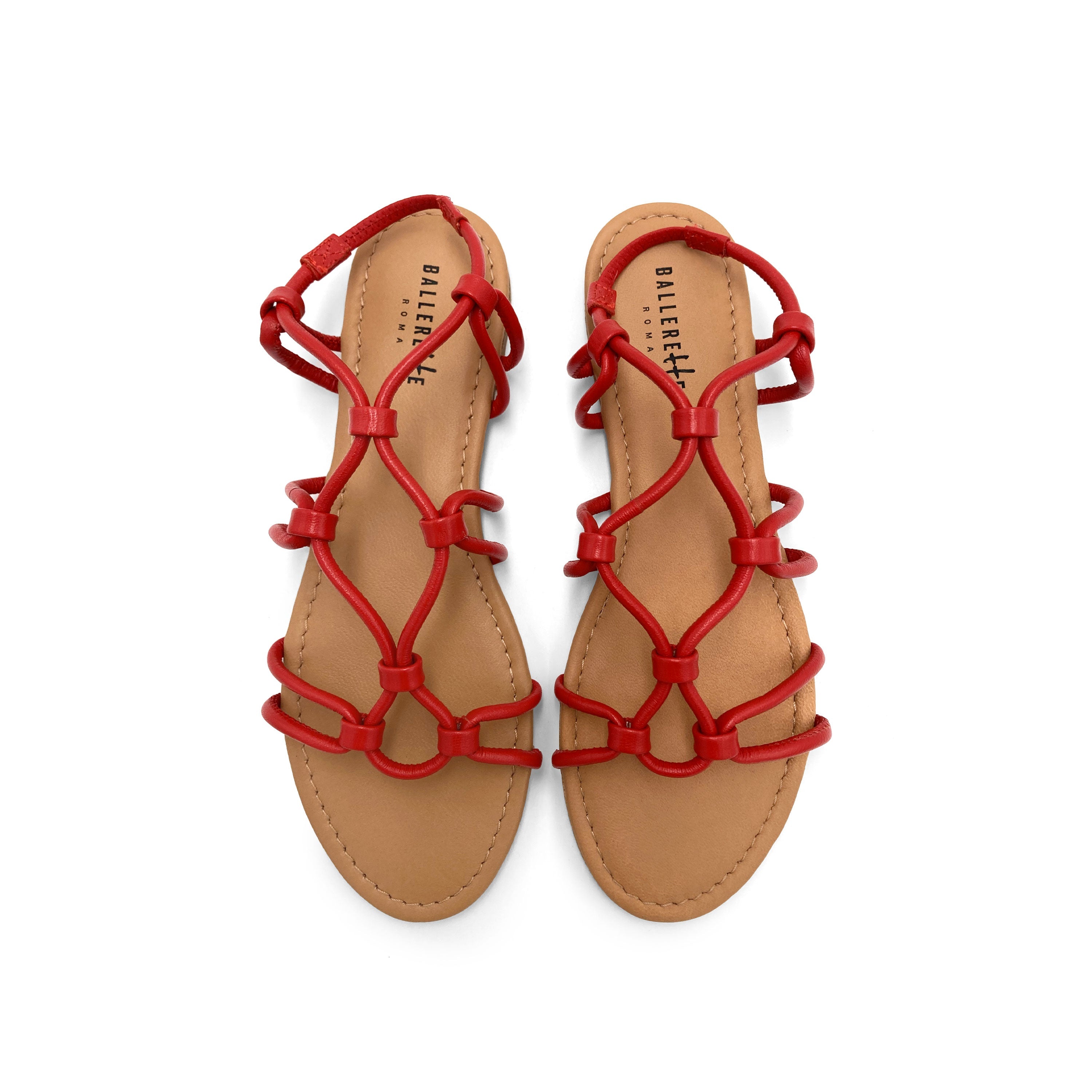 Red leather gladiator sandals