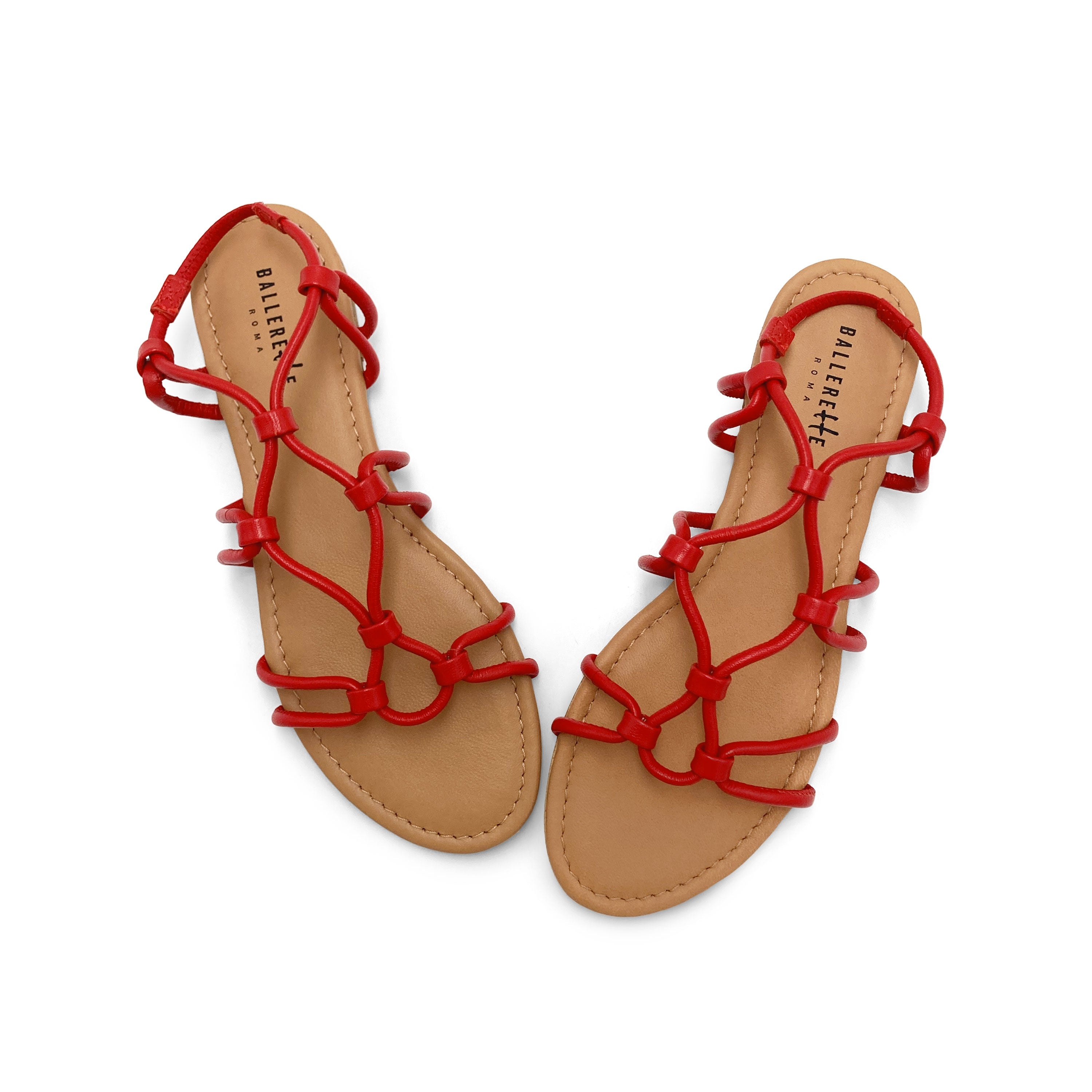 Red leather gladiator sandals