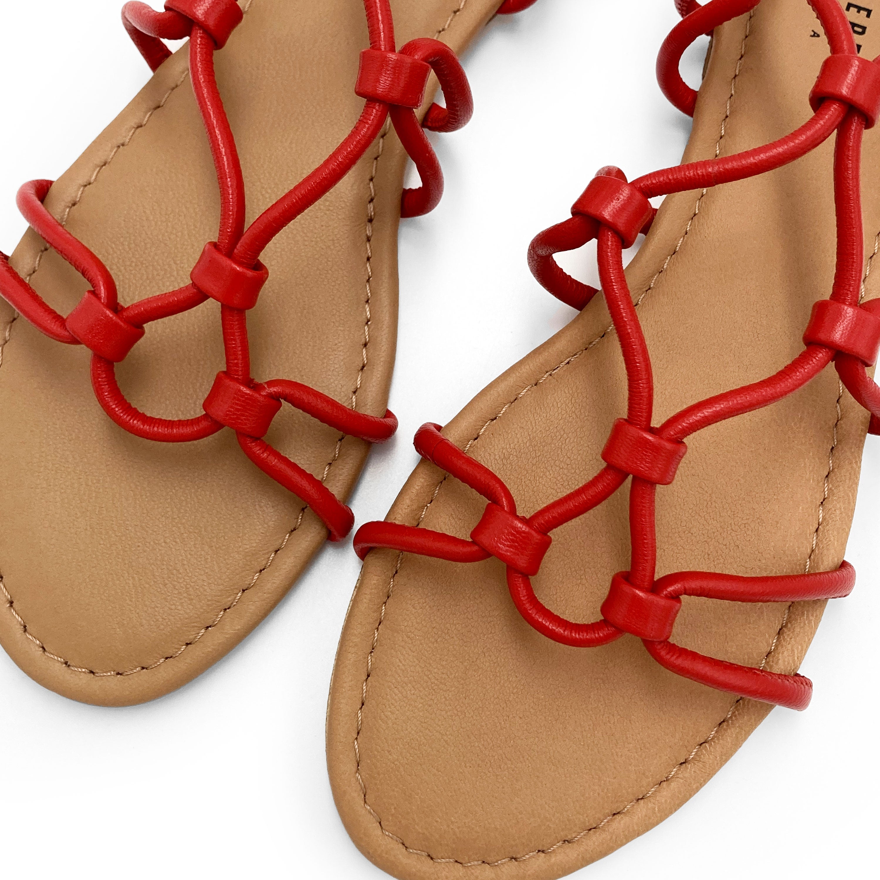 Red leather gladiator sandals