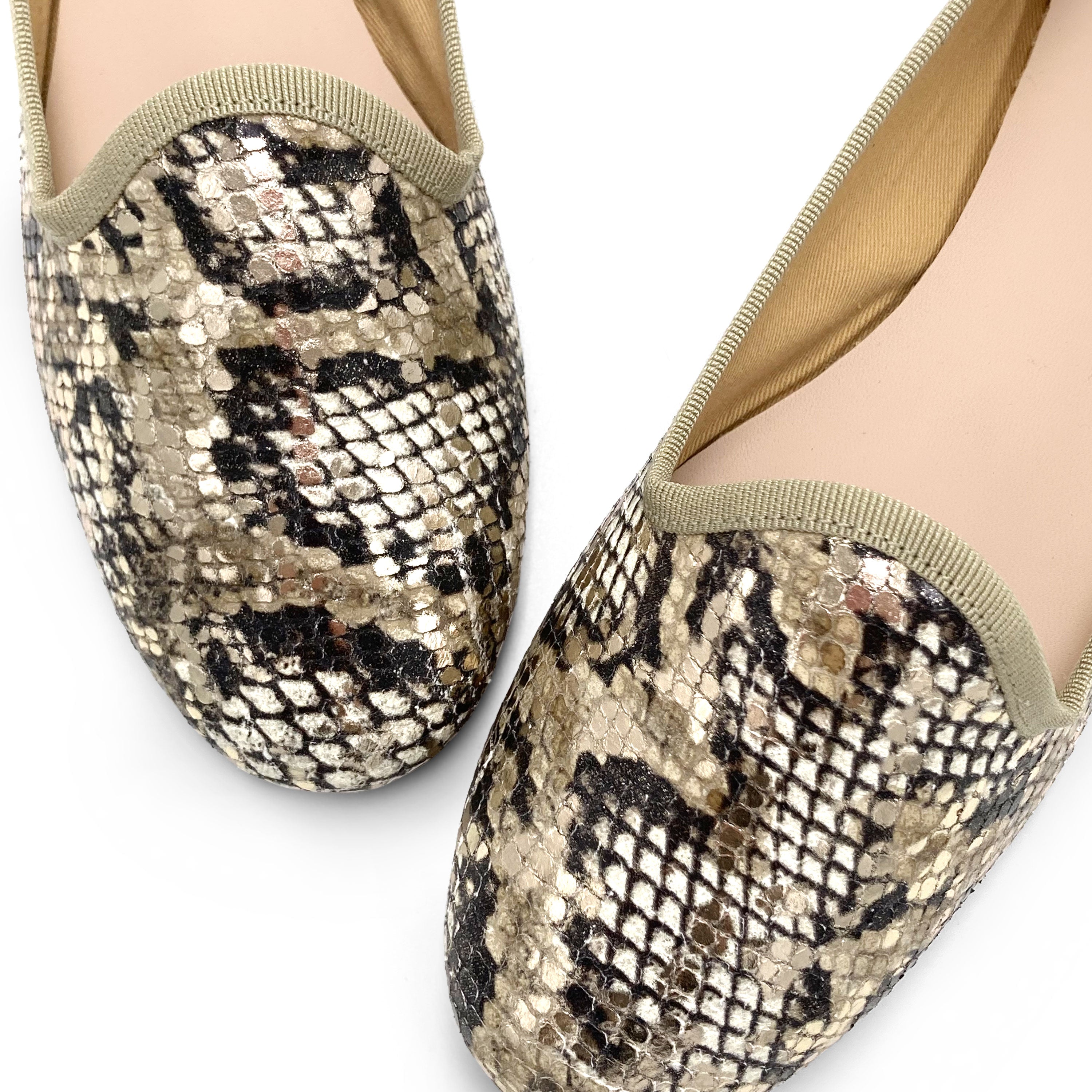 Women’s Snake Print Leather Loafers
