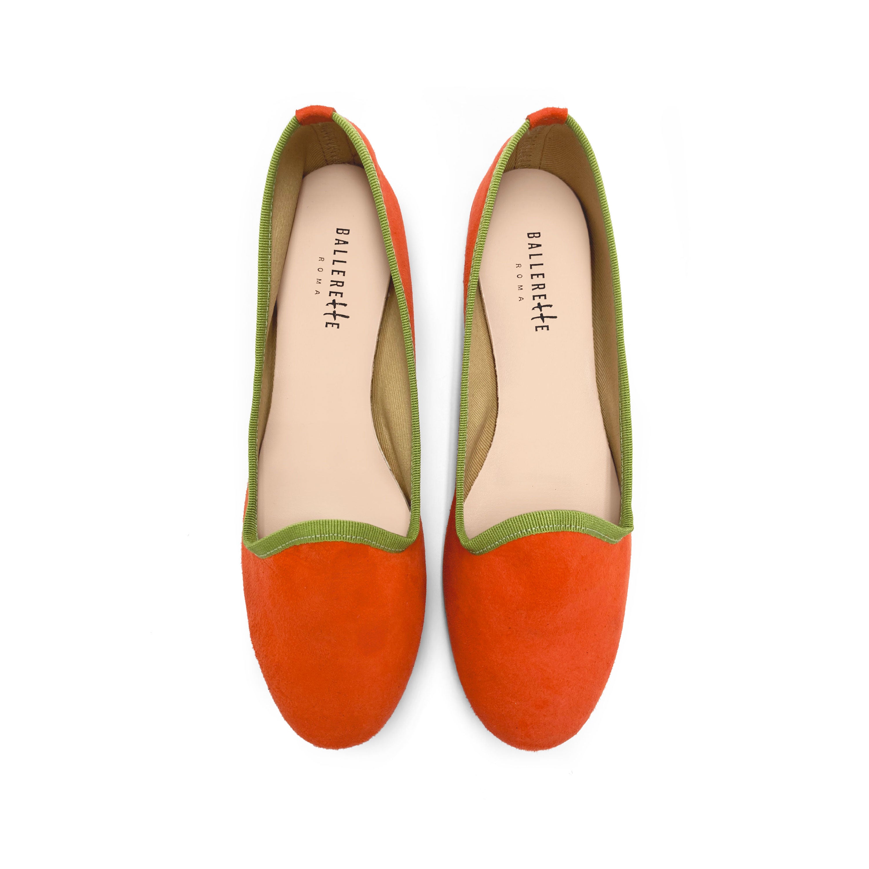 Women's orange suede loafers