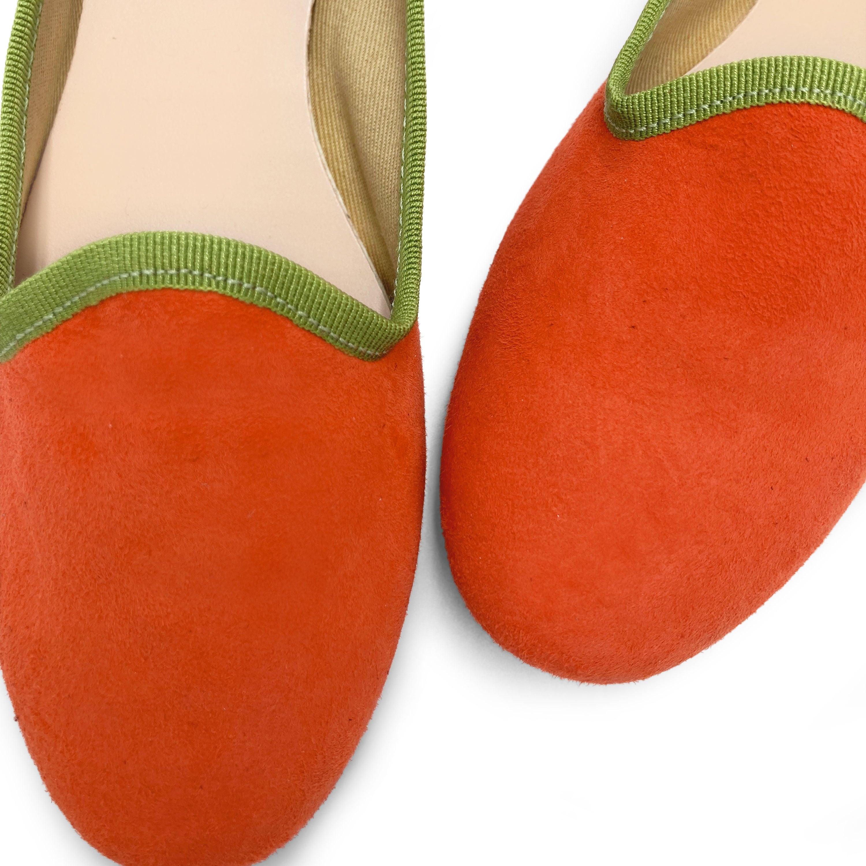 Women's orange suede loafers