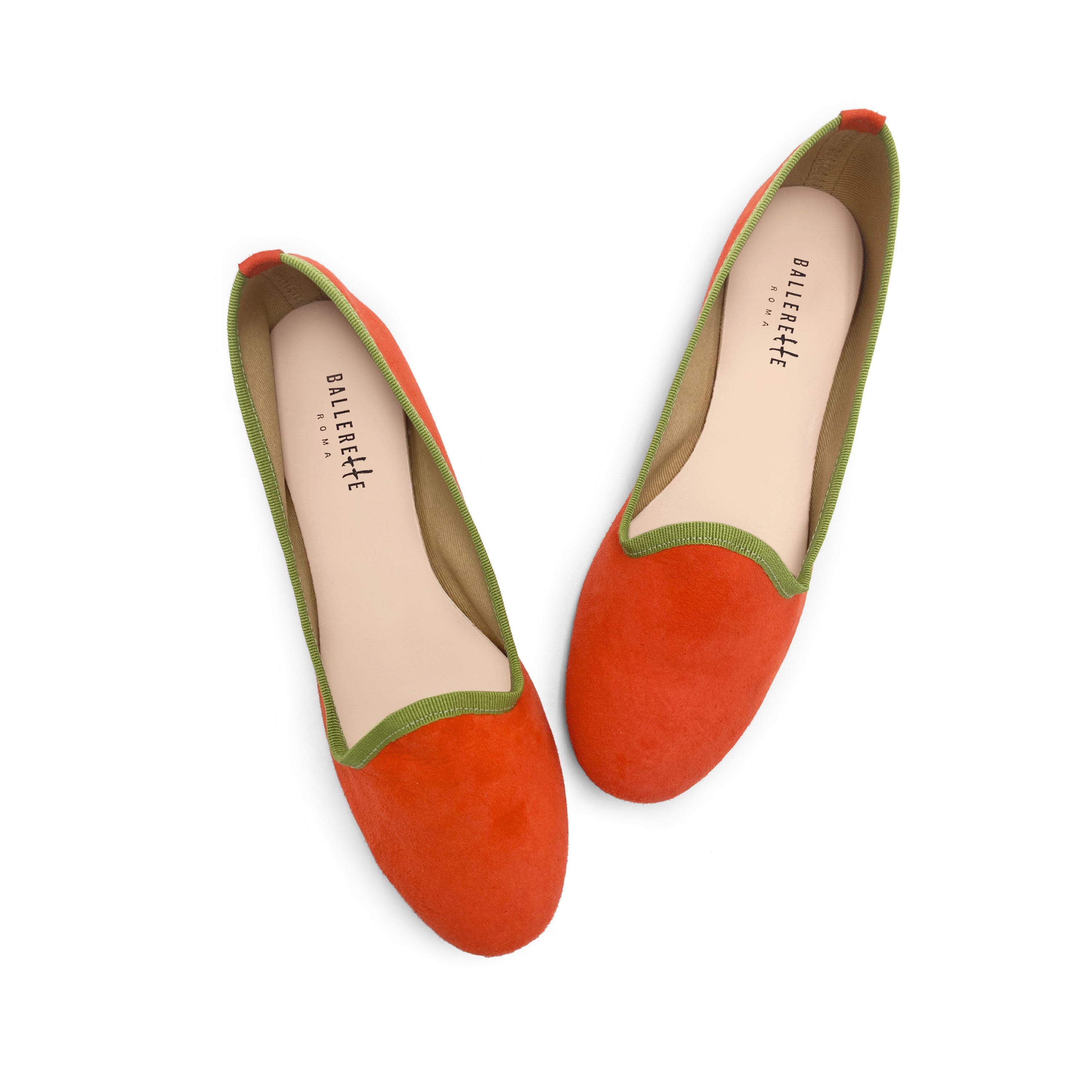 Women's orange suede loafers